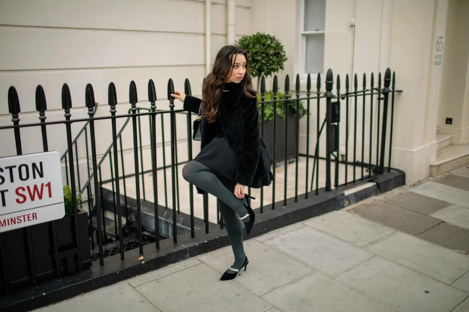 Super Opaque 120 Den Tights - Storm Cloud - Image 3
