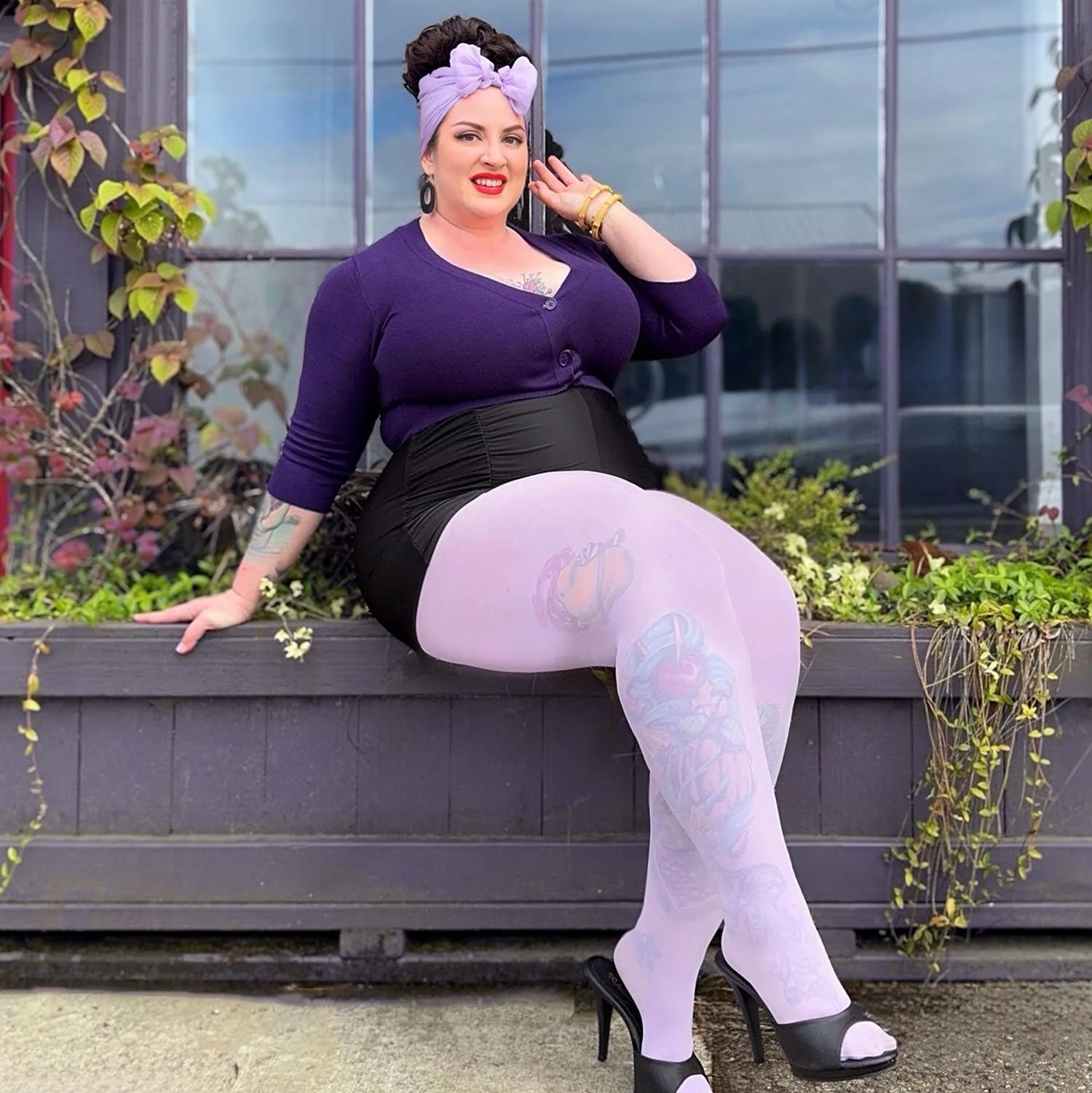 Semi-Opaque 50 Den Tights - Wisteria - Image 3