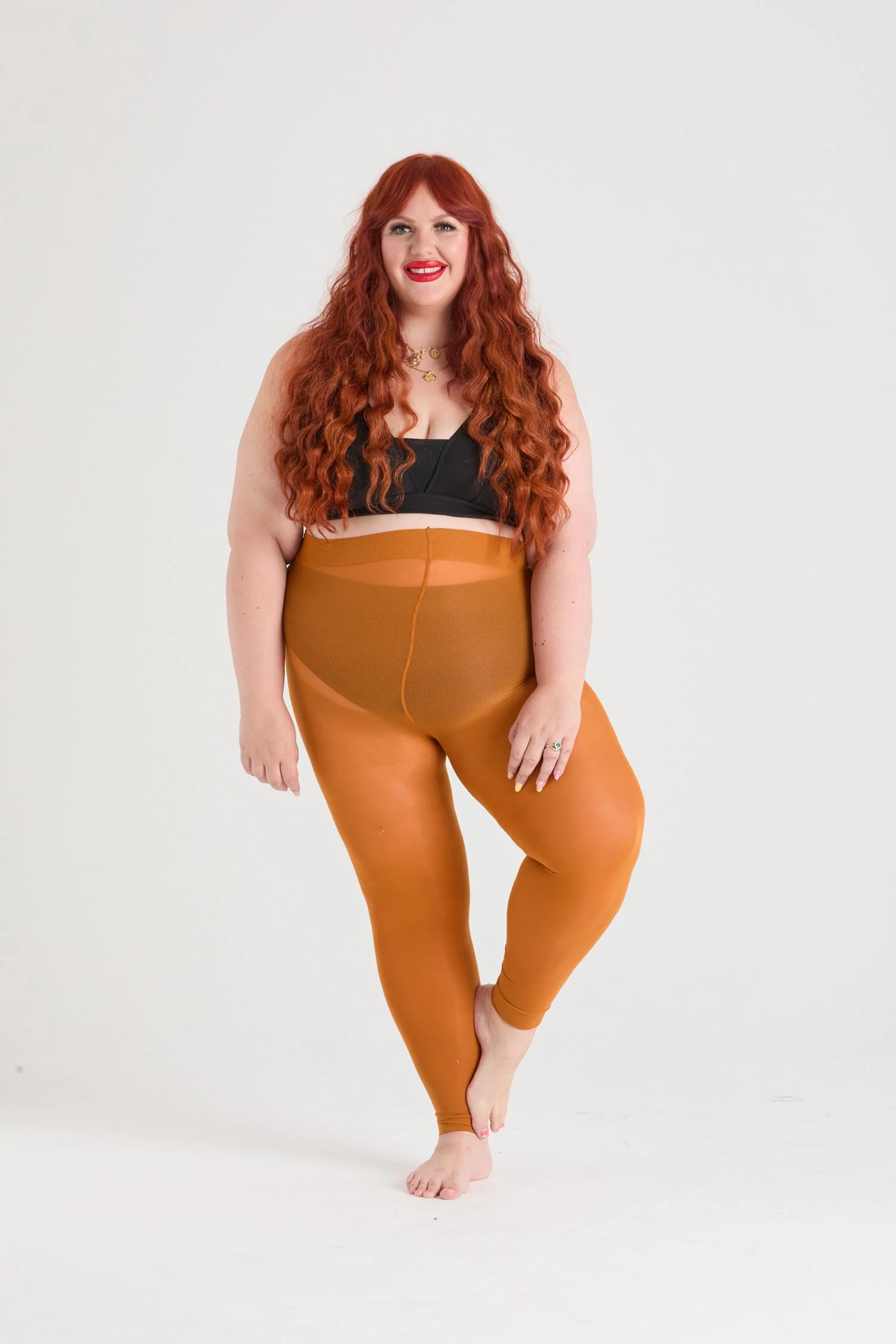 Footless Tights - Toffee Apple - Image 8