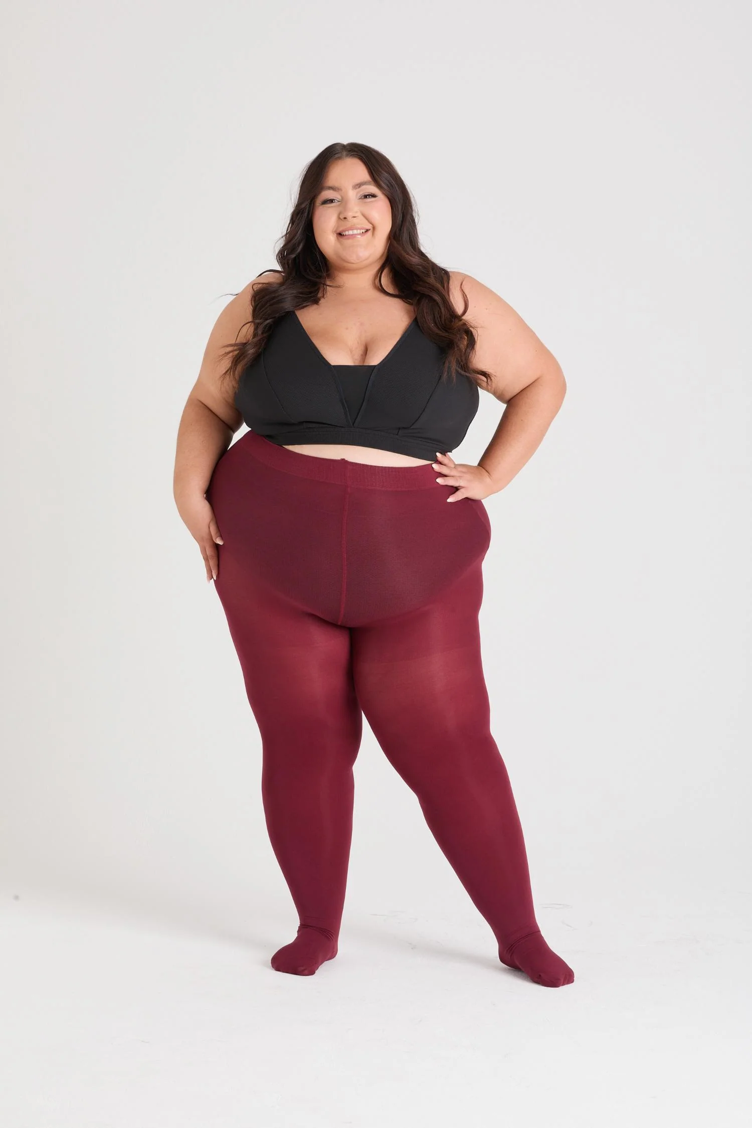Opaque 80 Den Tights - Burgundy - Image 12