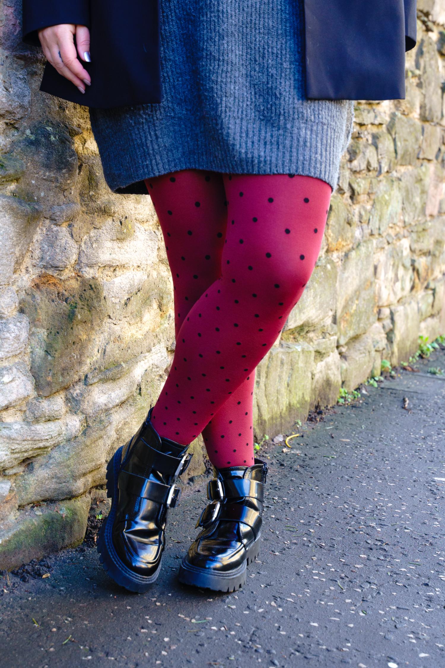 80 Denier Opaque Tights - Cherry Dot - Image 3
