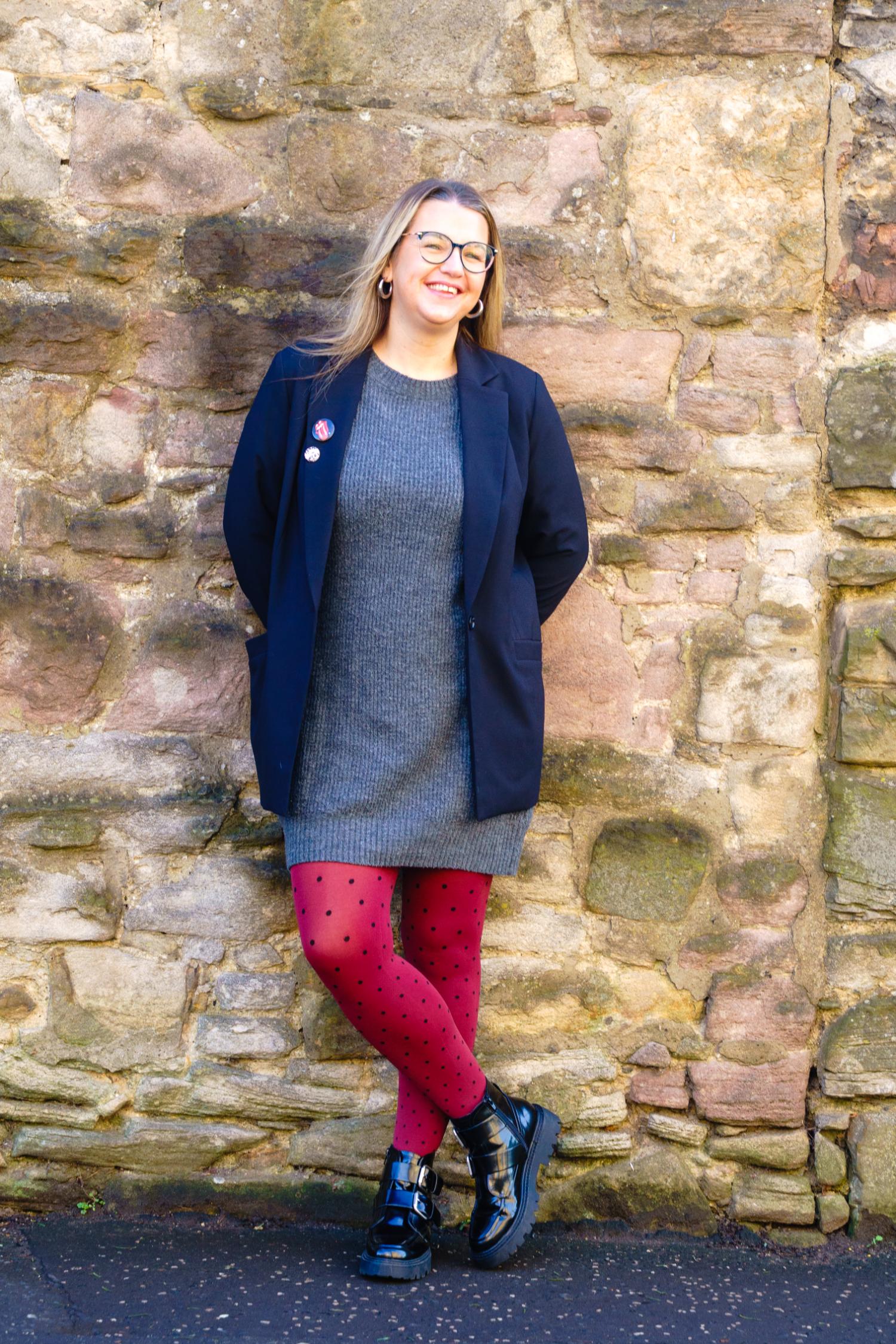 80 Denier Opaque Tights - Cherry Dot - Image 4