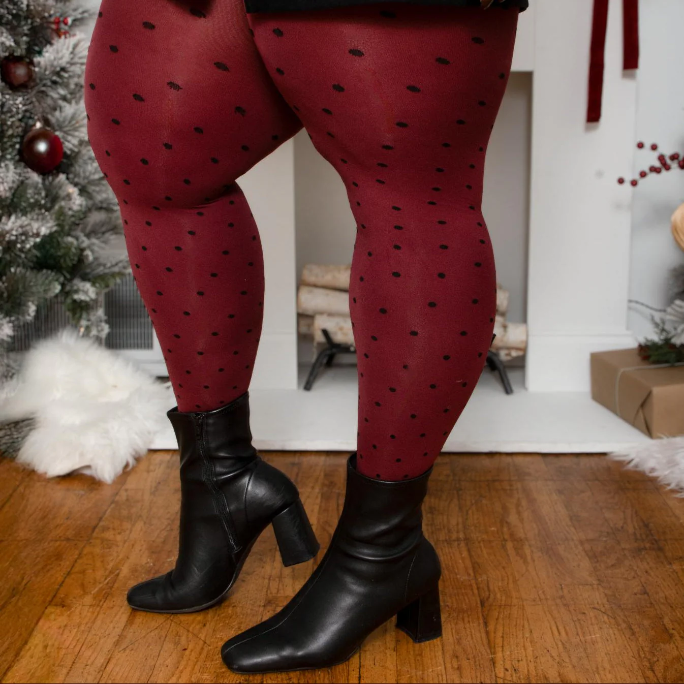 80 Denier Opaque Tights - Cherry Dot - Image 5