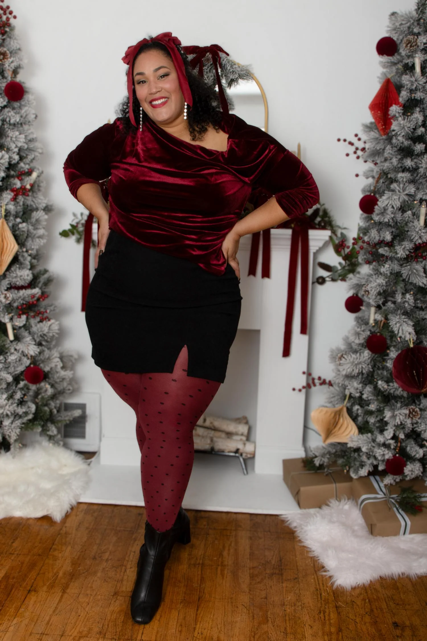 80 Denier Opaque Tights - Cherry Dot - Image 8