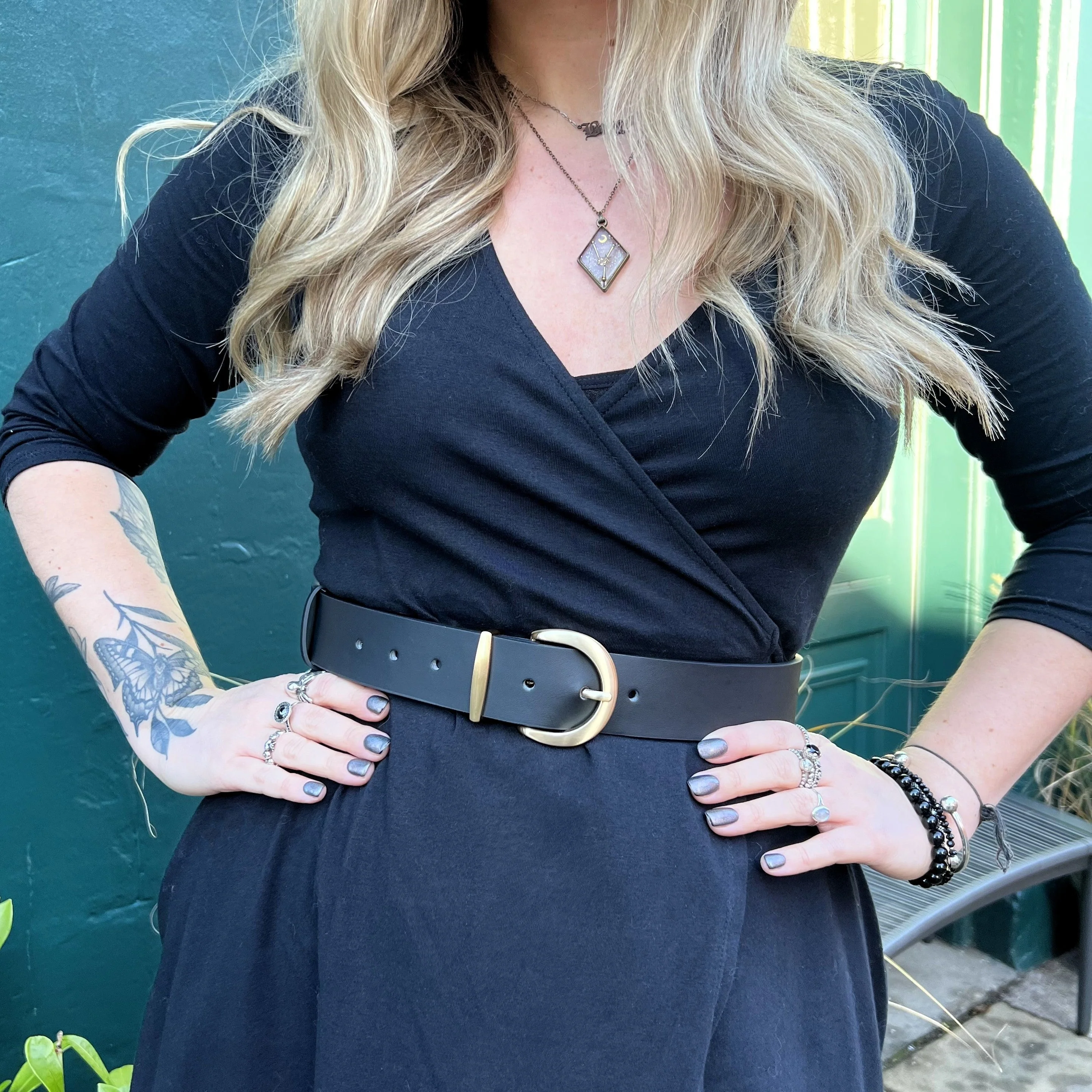 Vegan Leather Waist Belt - Gold - Image 15