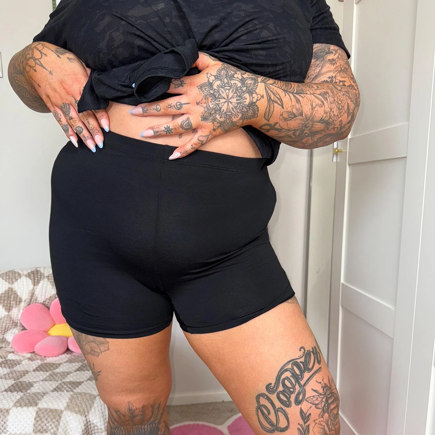 Organic Cotton Femme Boxer Shorts - Black - Image 4