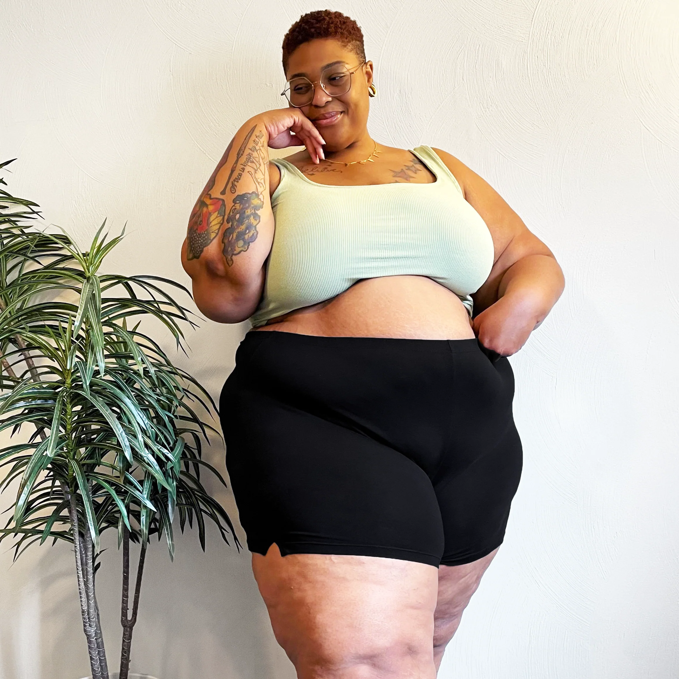 Organic Cotton Femme Boxer Shorts - Black - Image 7