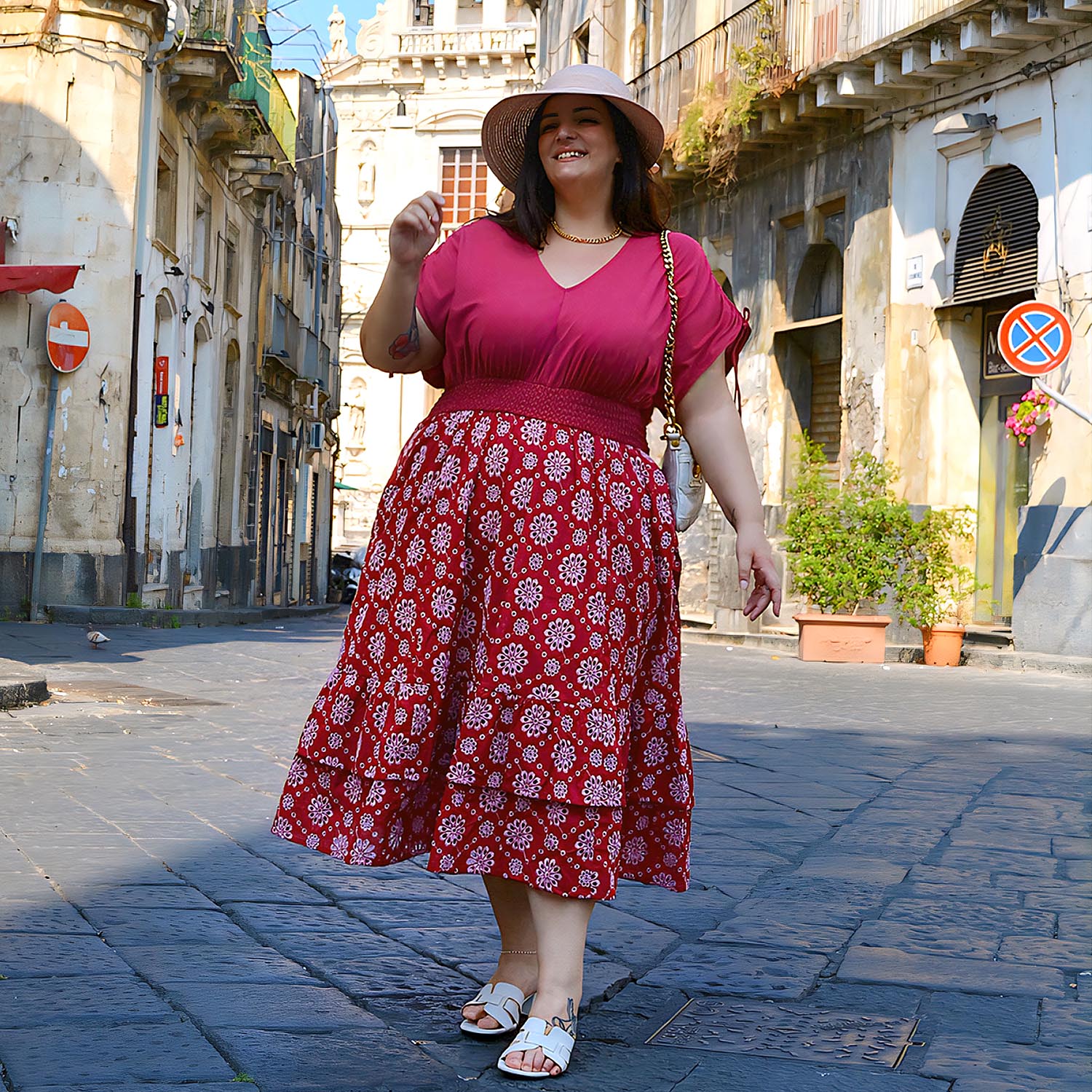 Broderie Anglaise Midi Dress - Blood Red - Image 4