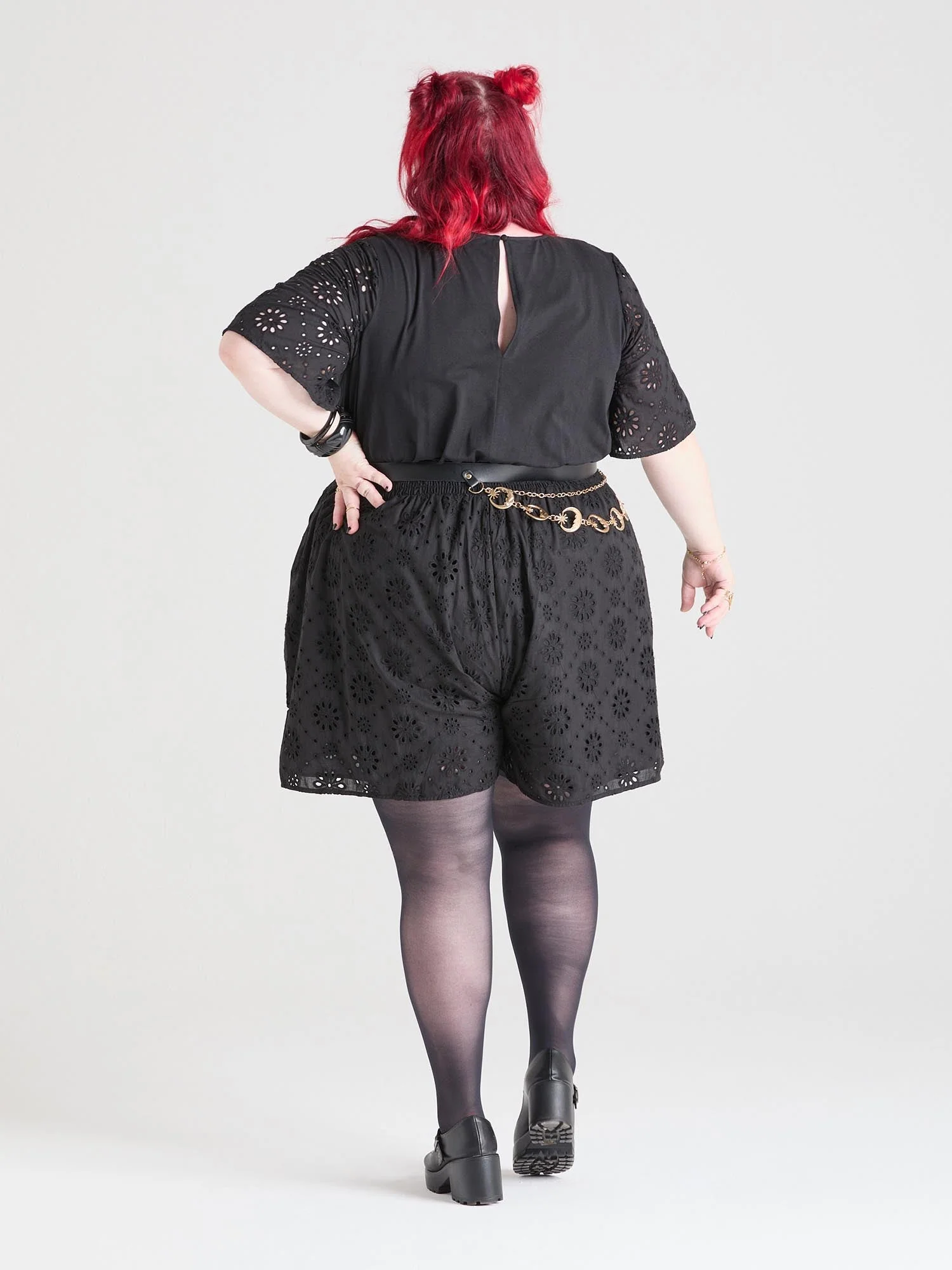 Broderie Anglaise Playsuit - Black - Image 3