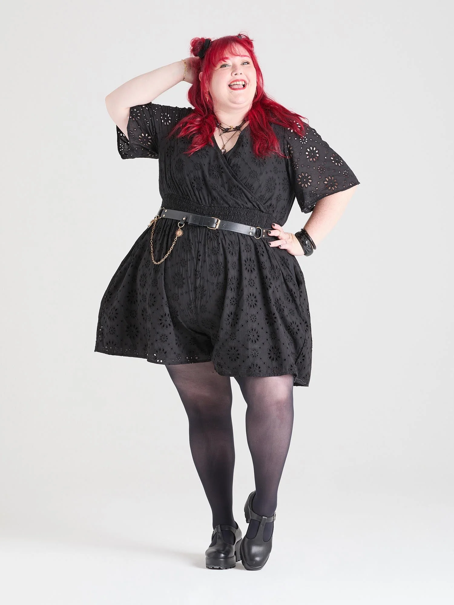 Broderie Anglaise Playsuit - Black - Image 6