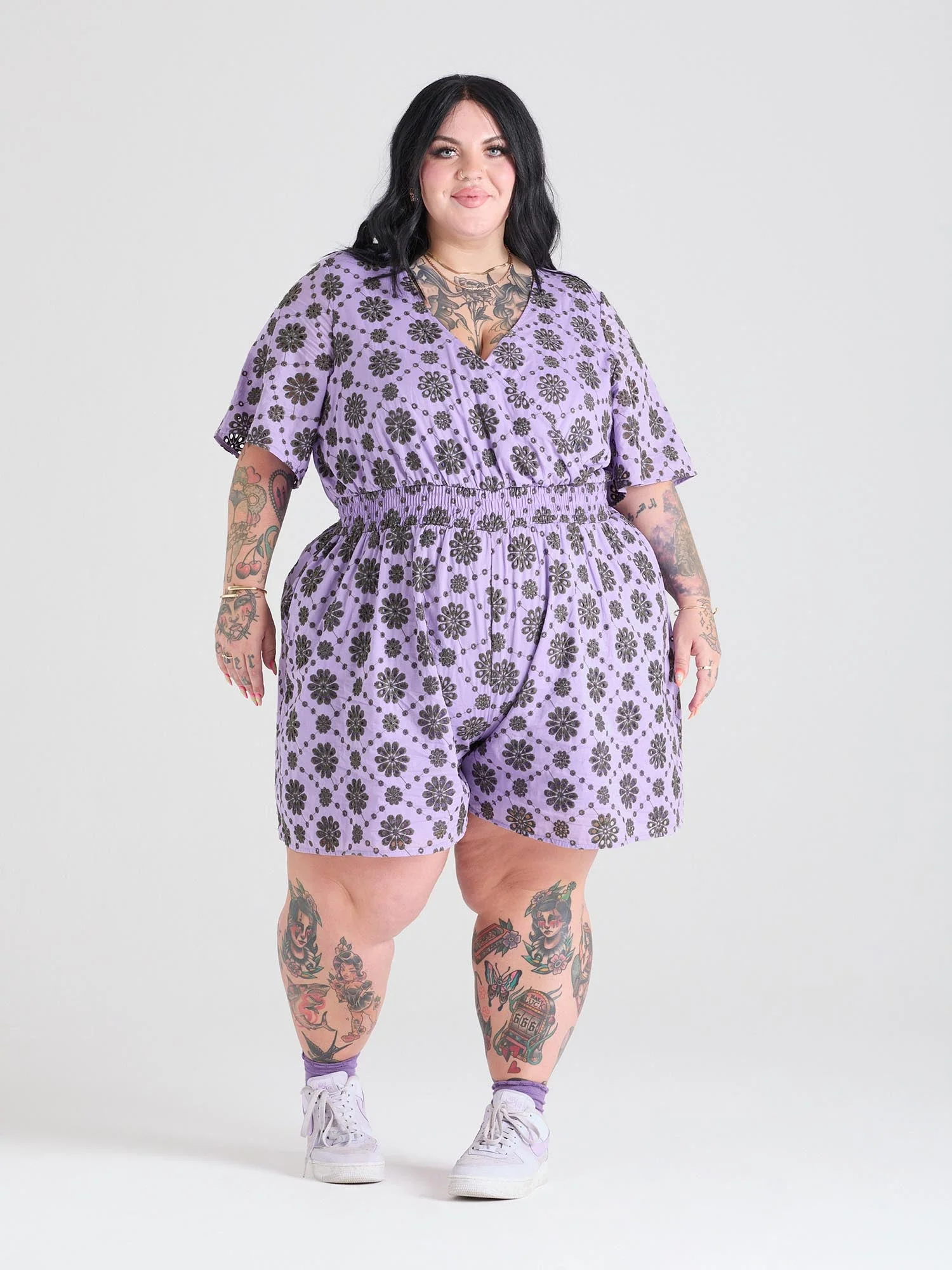Broderie Anglaise Playsuit - Cassis de Violet - Image 3