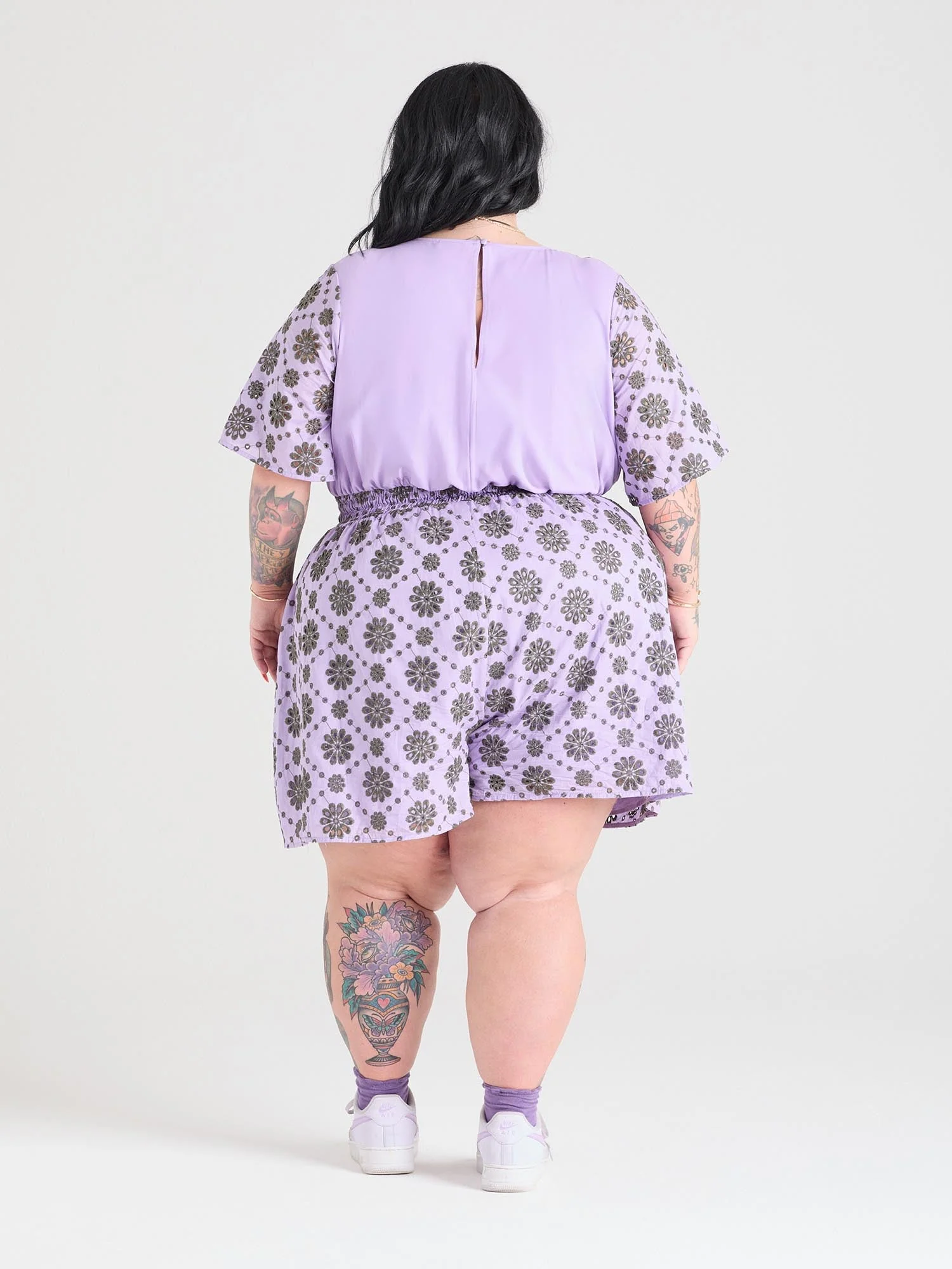 Broderie Anglaise Playsuit - Cassis de Violet - Image 5