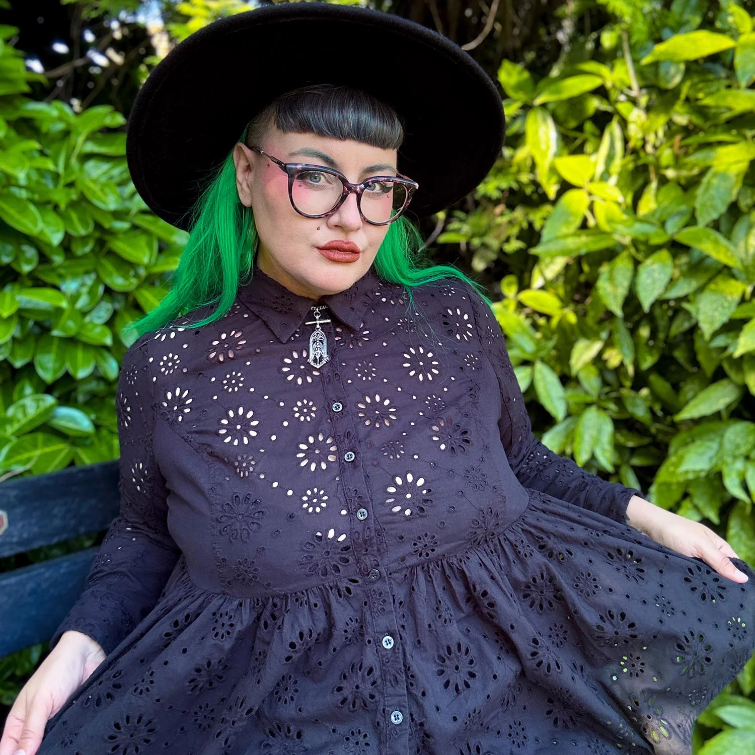 Broderie Anglaise Shirt - Black - Image 2