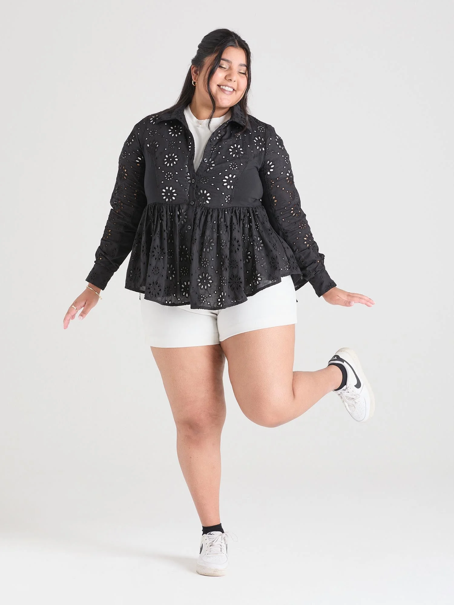 Broderie Anglaise Shirt - Black - Image 6