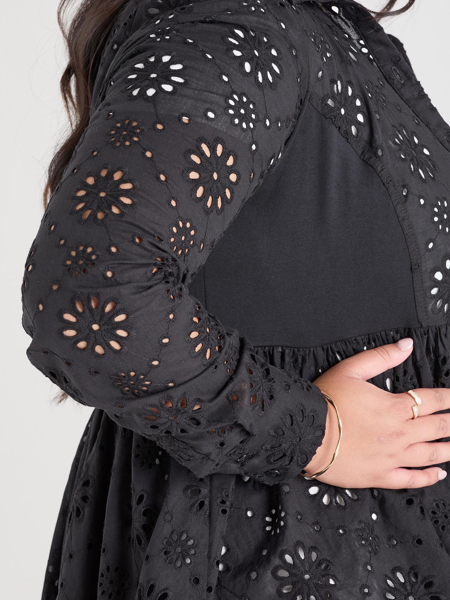 Broderie Anglaise Shirt - Black - Image 8