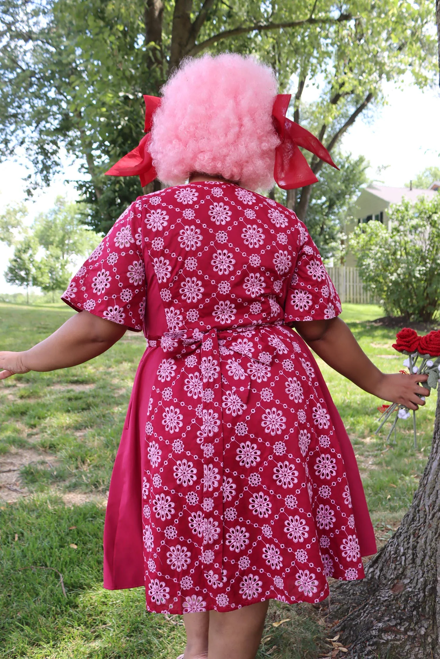Broderie Anglaise Wrap Dress - Blood Red - Image 3