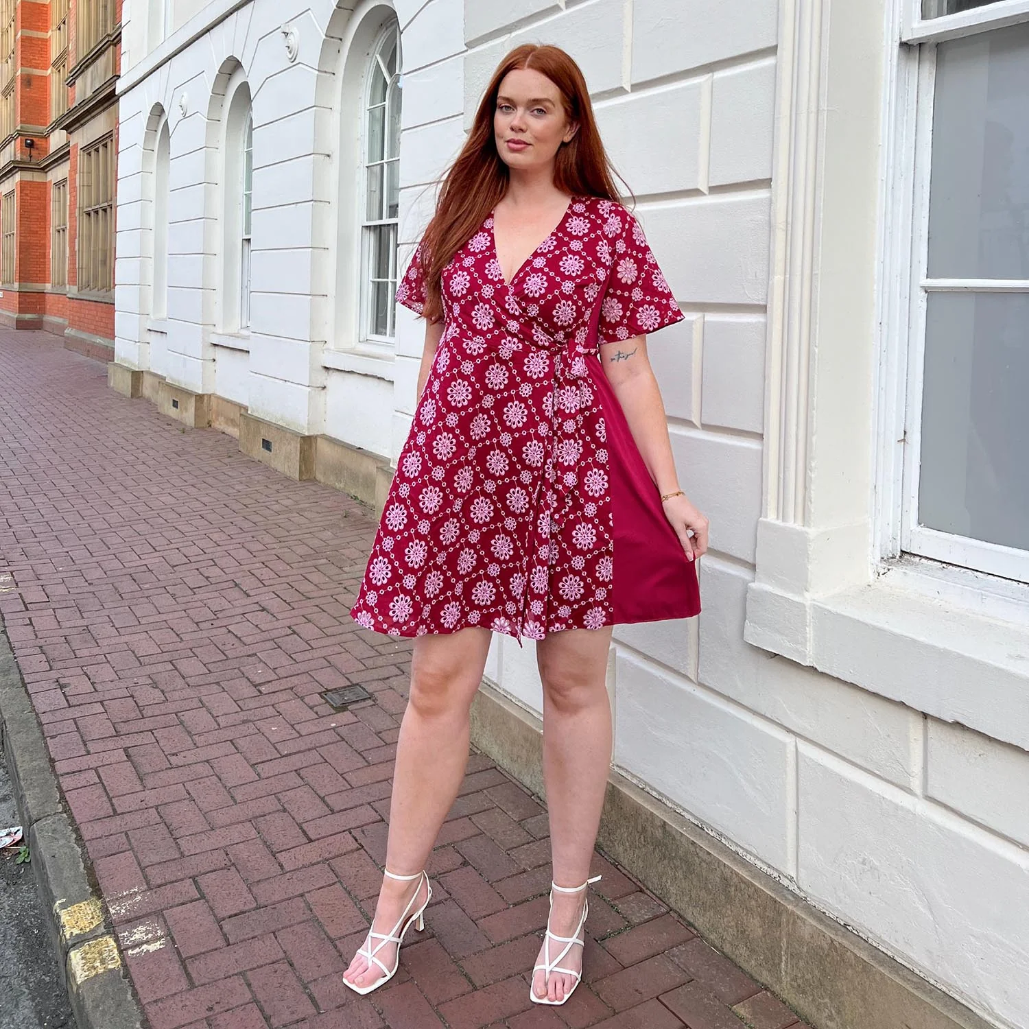 Broderie Anglaise Wrap Dress - Blood Red - Image 6