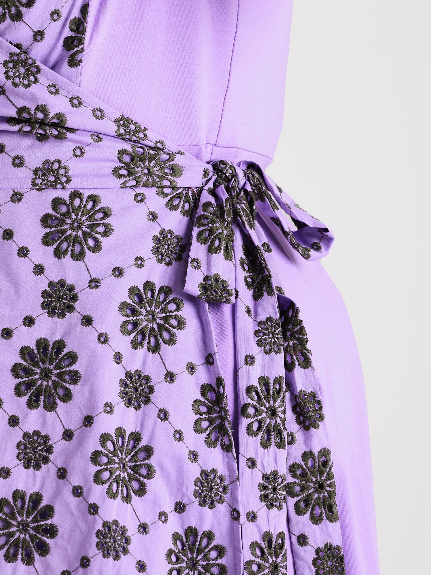 Broderie Anglaise Wrap Dress - Cassis de Violet - Image 8