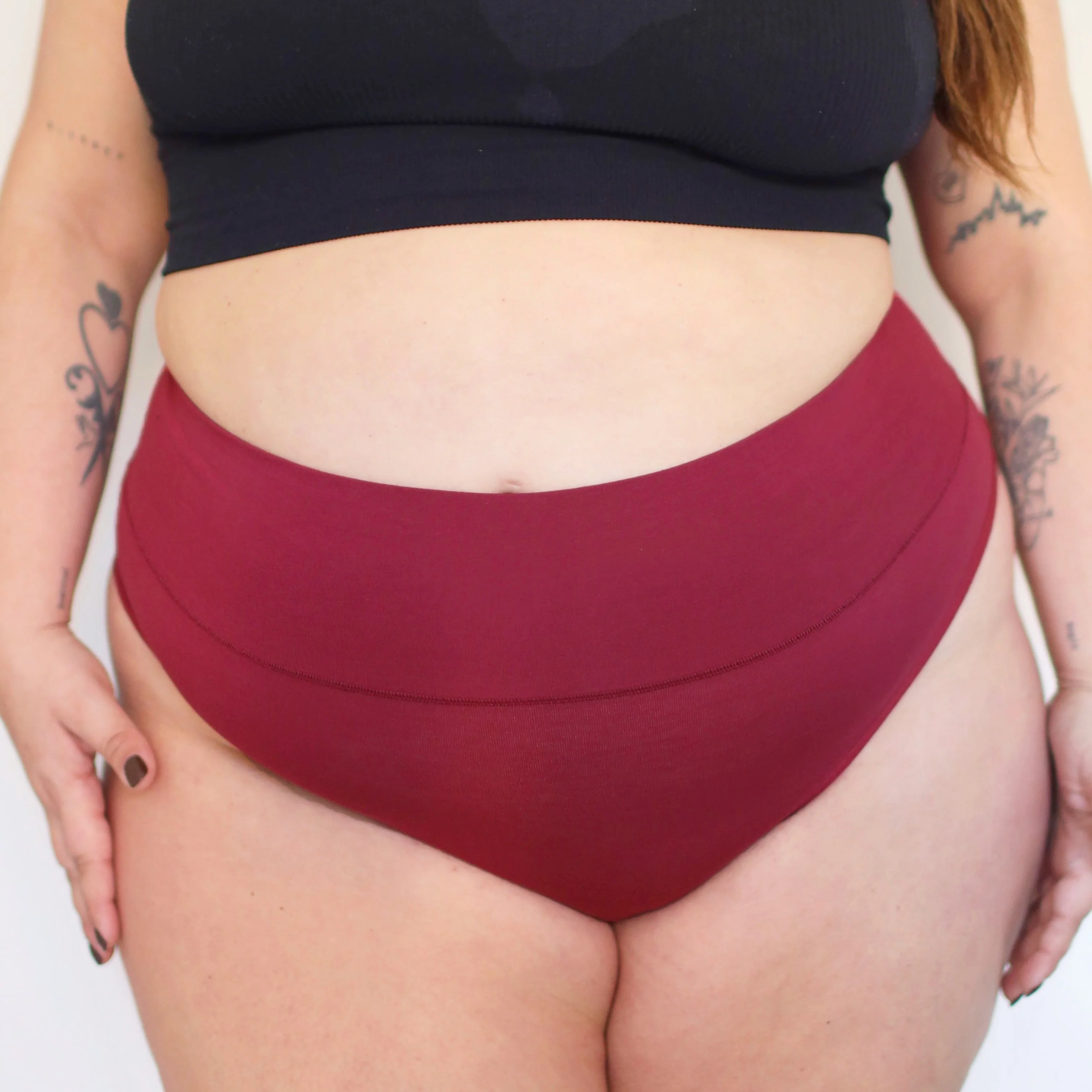 Organic Cotton Cheeky High Leg Knickers -  Blood Red - Image 10