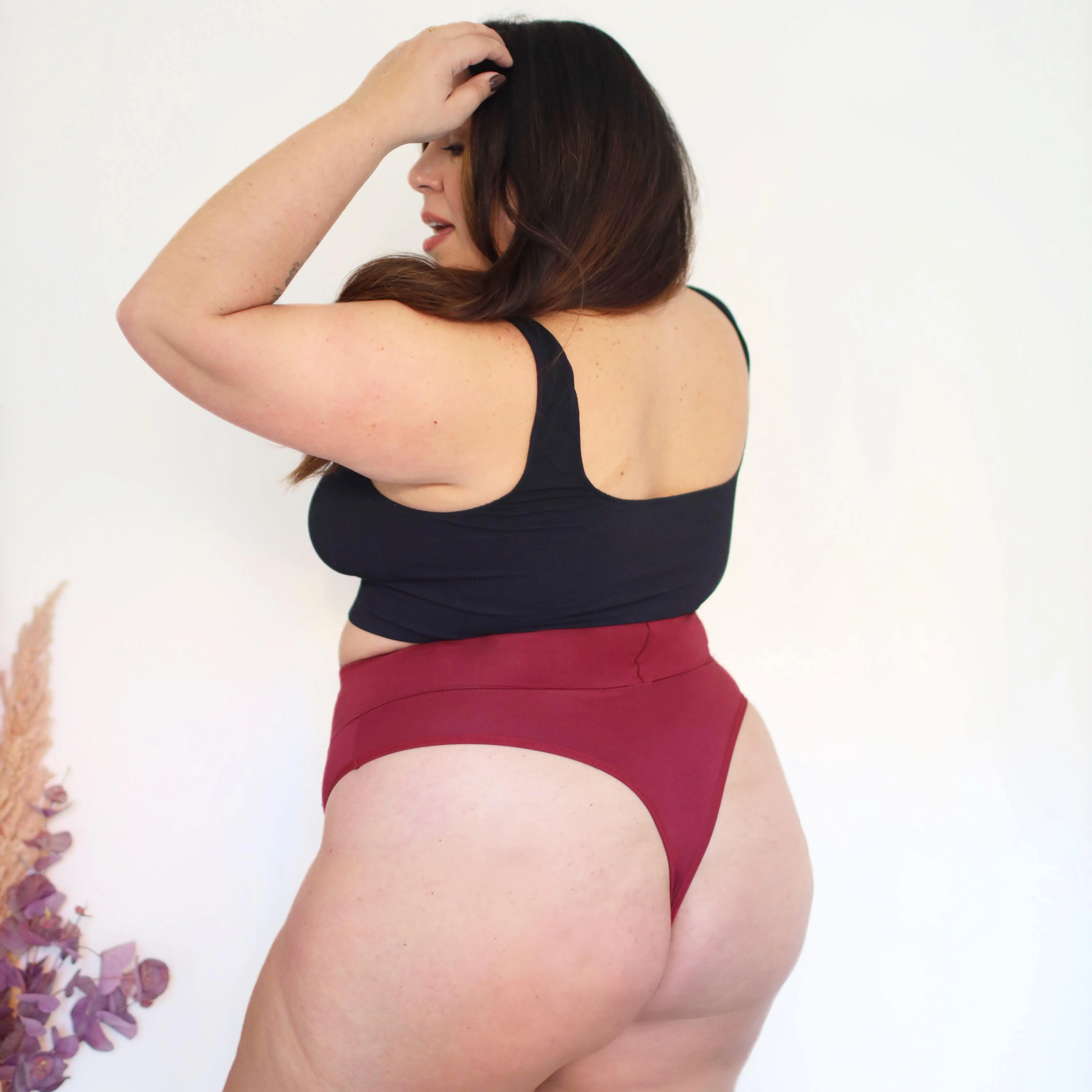 Organic Cotton Cheeky High Leg Knickers -  Blood Red - Image 8