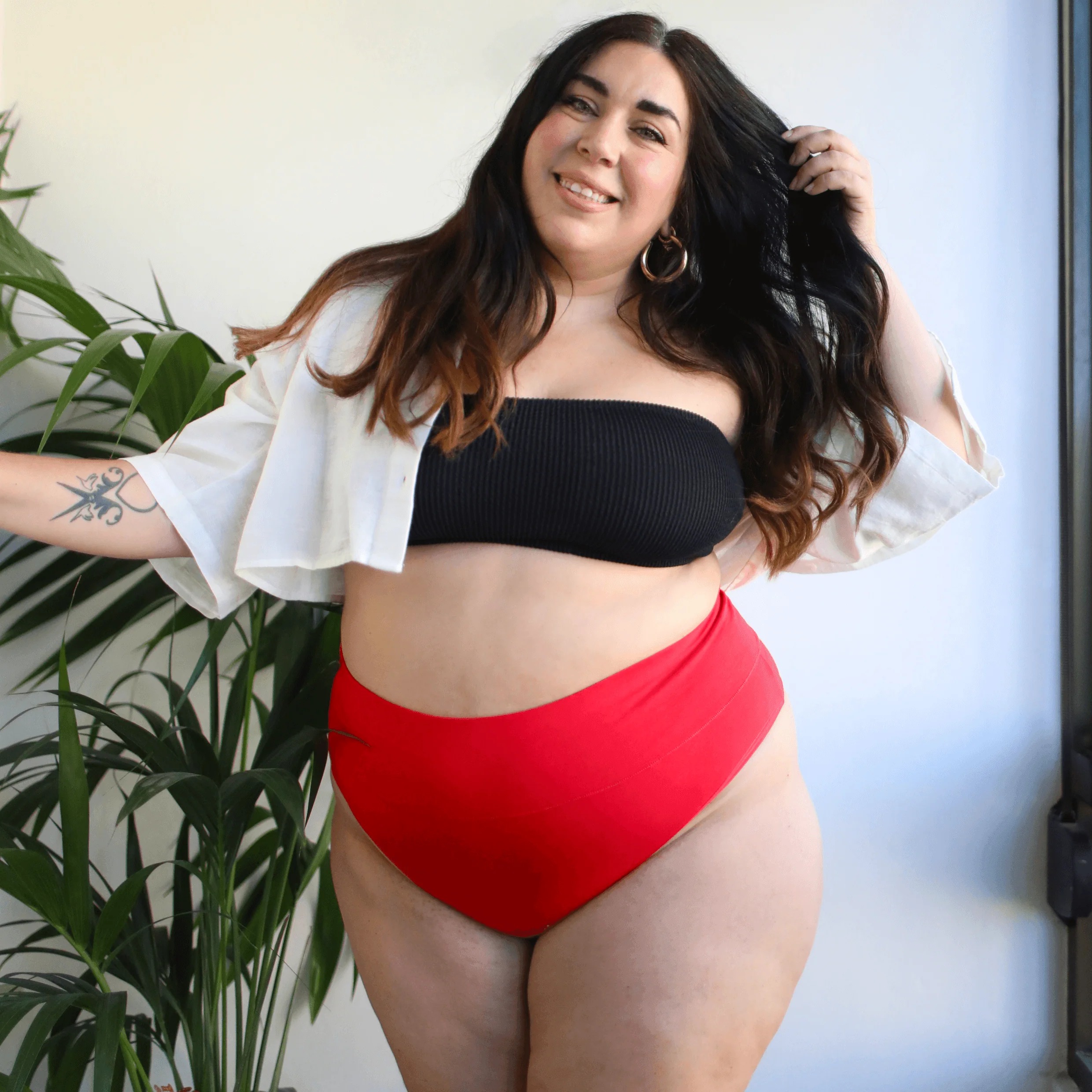 Organic Cotton Cheeky High Leg Knickers - Lobster - Image 3