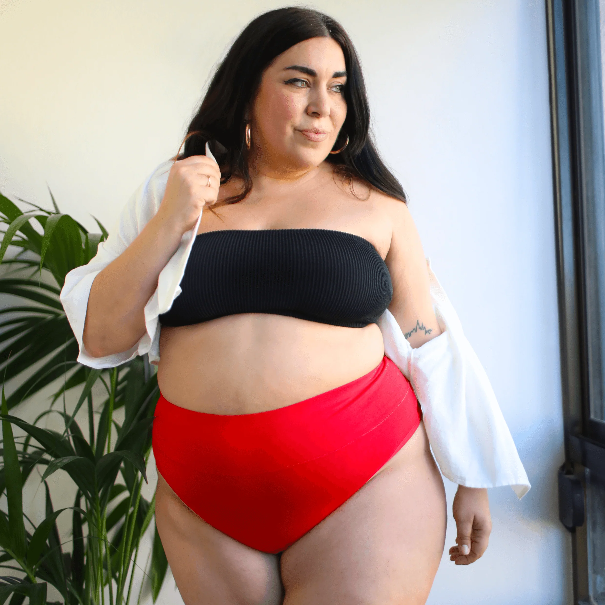Organic Cotton Cheeky High Leg Knickers - Lobster - Image 5