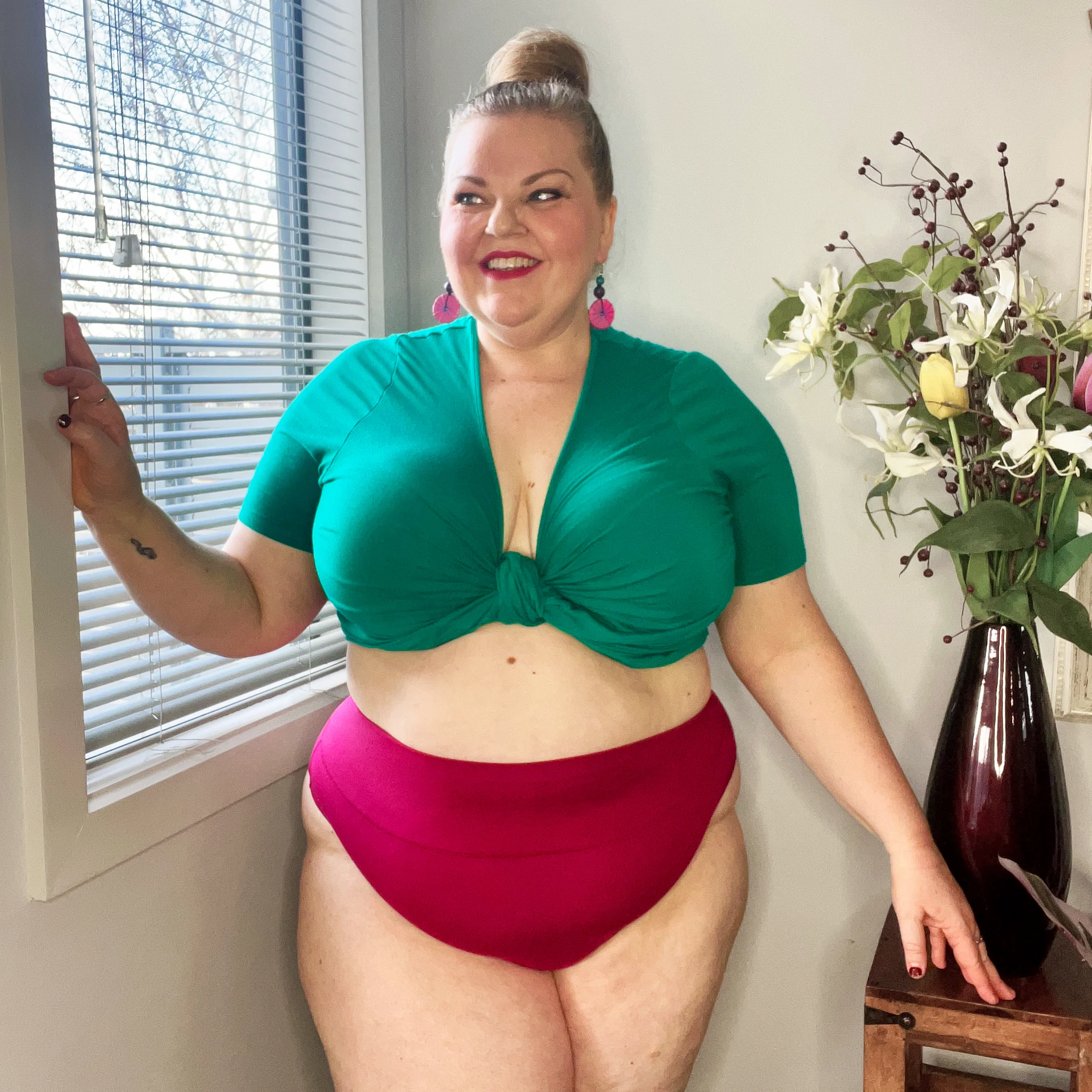 Organic Cotton Cheeky High Leg Knickers - Raspberry Pie - Image 2