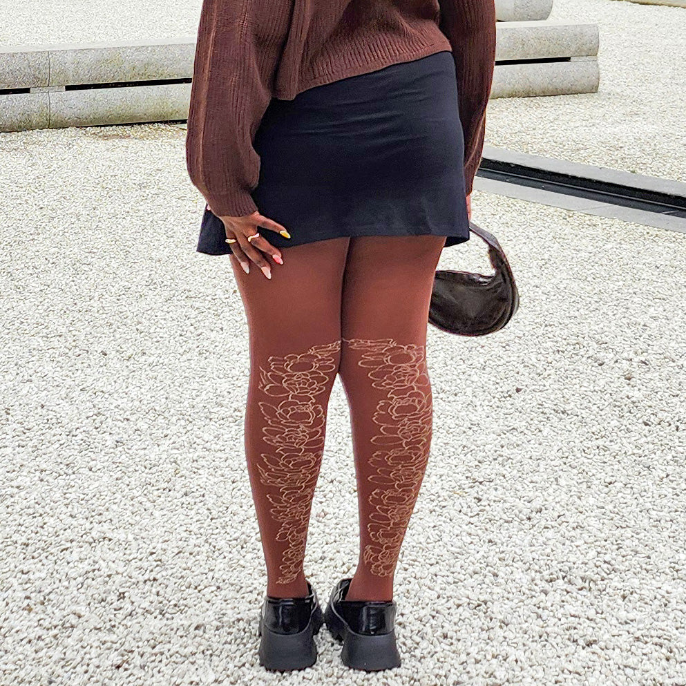 80 Denier Opaque Tights - Peonies - Image 5