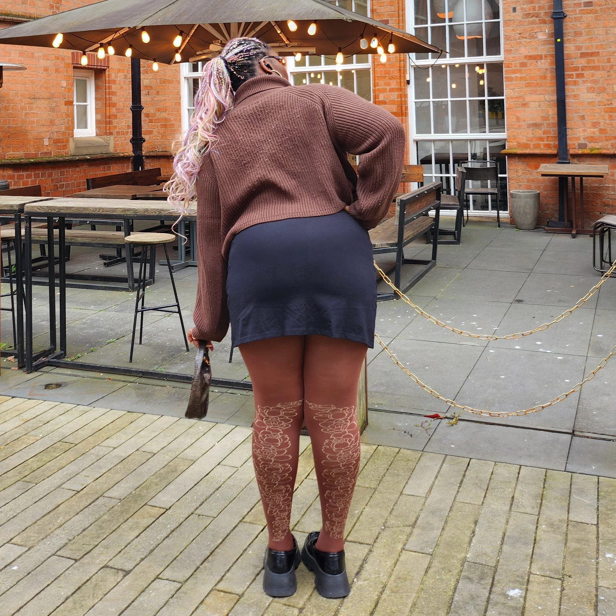 80 Denier Opaque Tights - Peonies - Image 8
