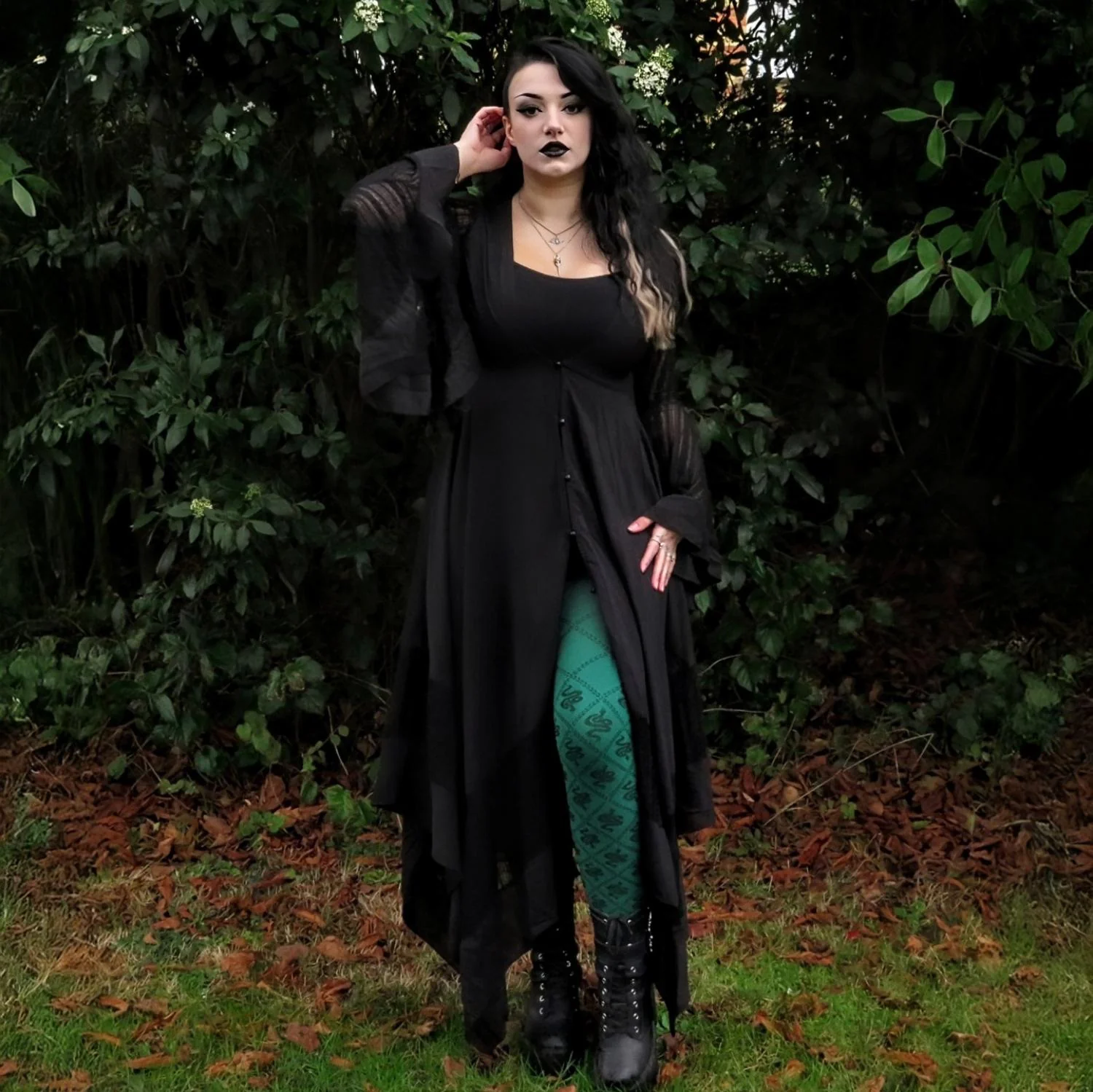 80 Denier Opaque Tights - Corra Snakes - Foliage Green - Image 8