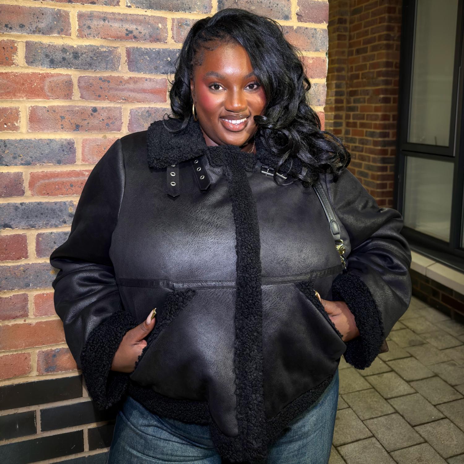 Bessie Aviator Jacket - Black - Image 2