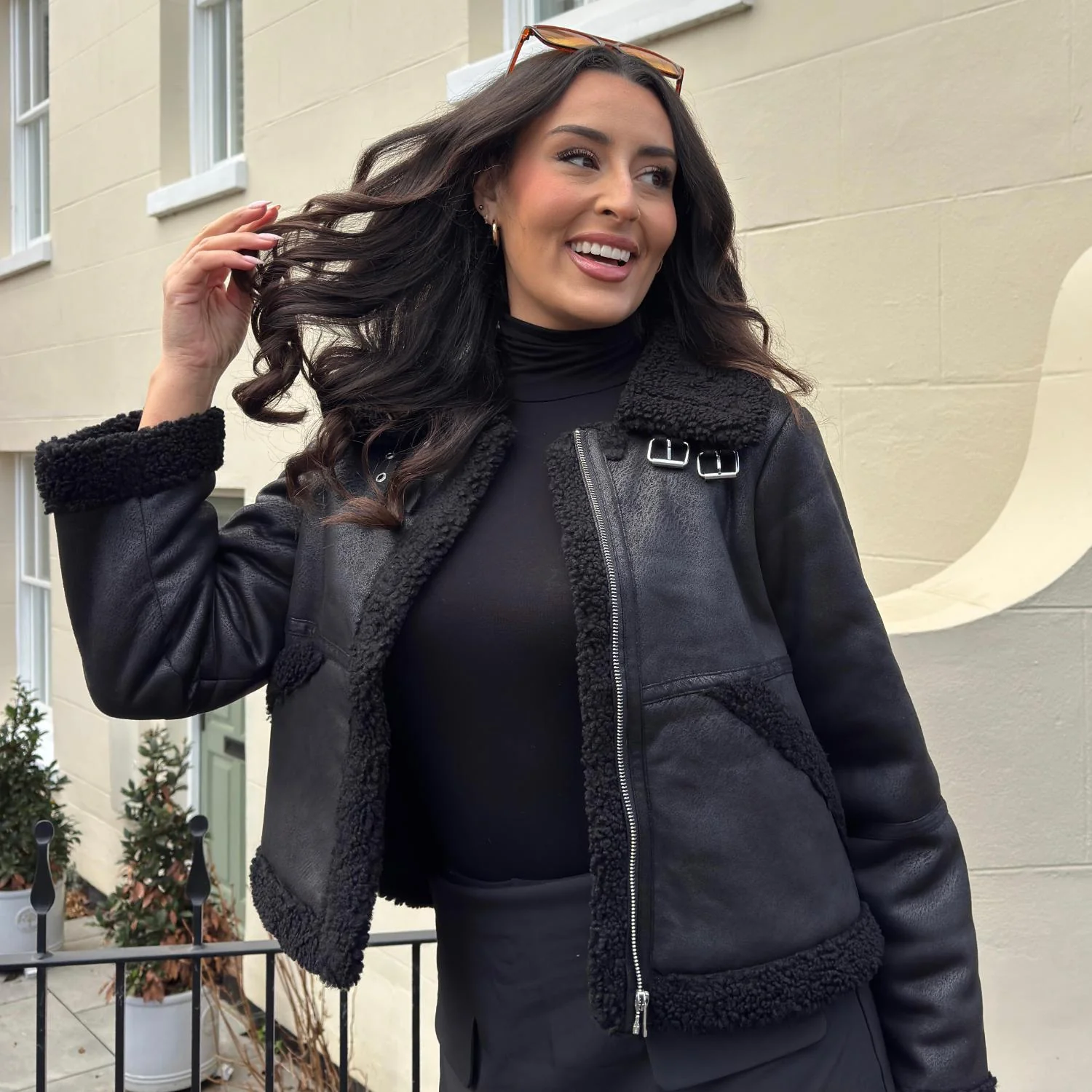 Bessie Aviator Jacket - Black - Image 4