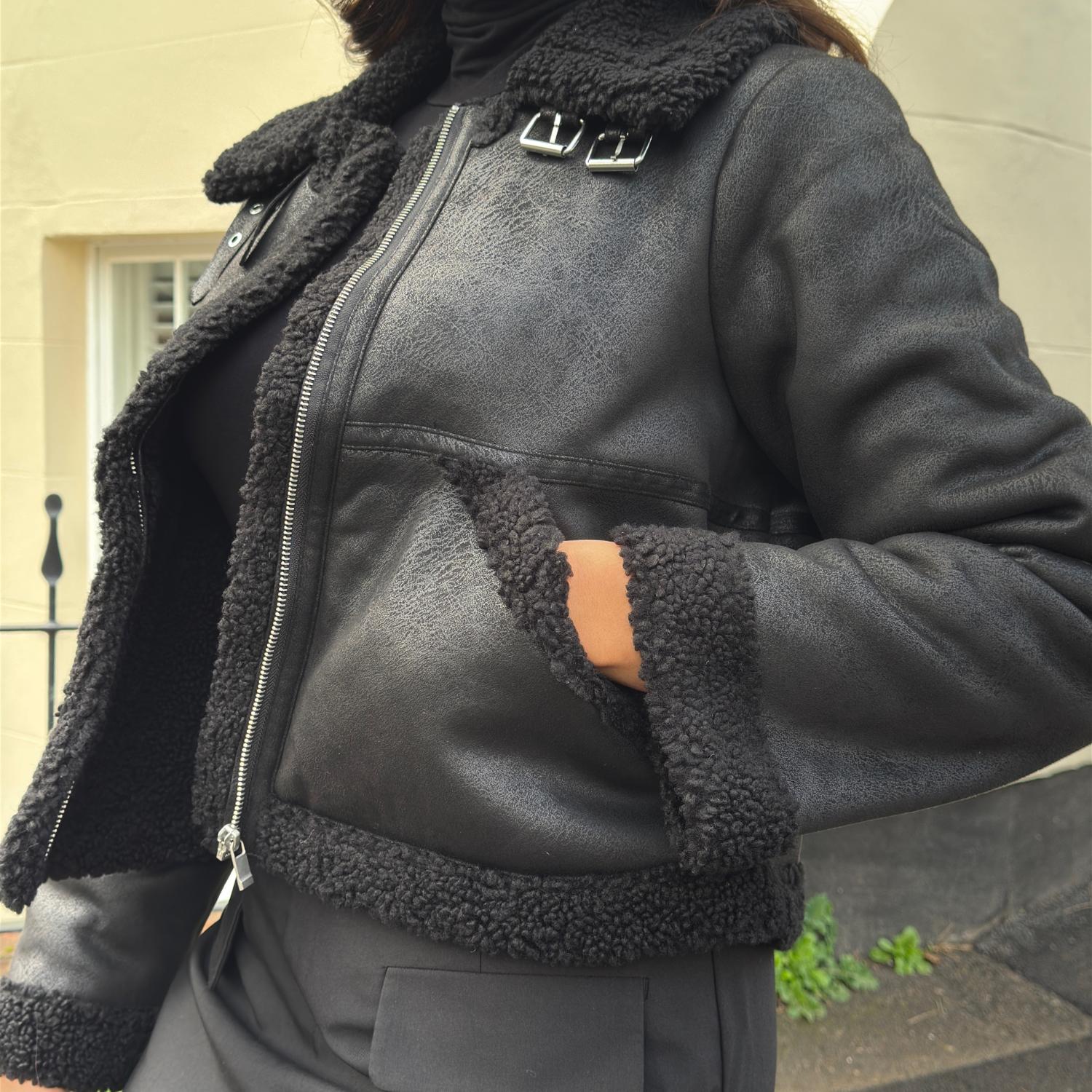Bessie Aviator Jacket - Black - Image 6