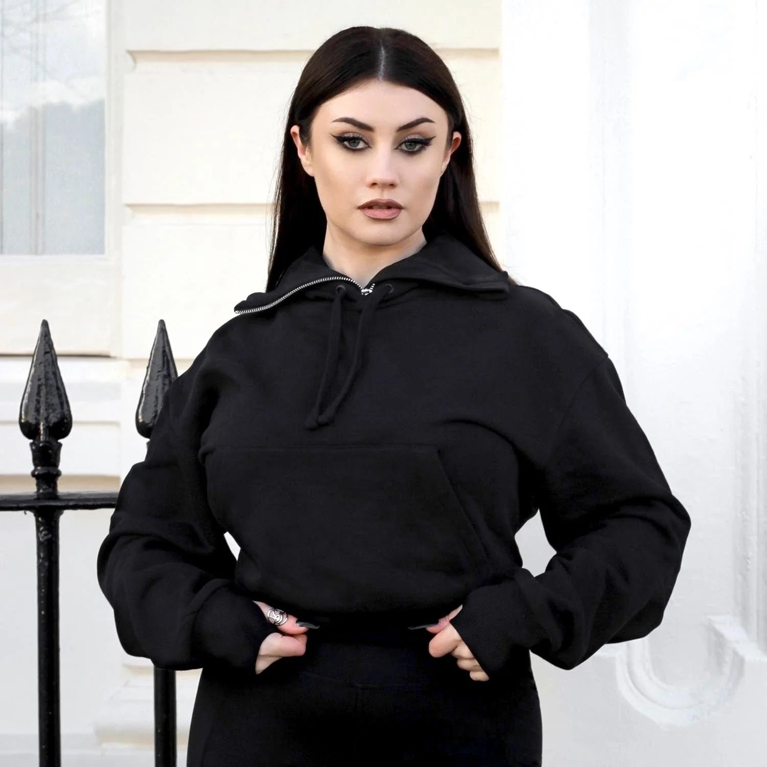 Organic Cotton Cropped Hoodie with Bow Back - Image 3