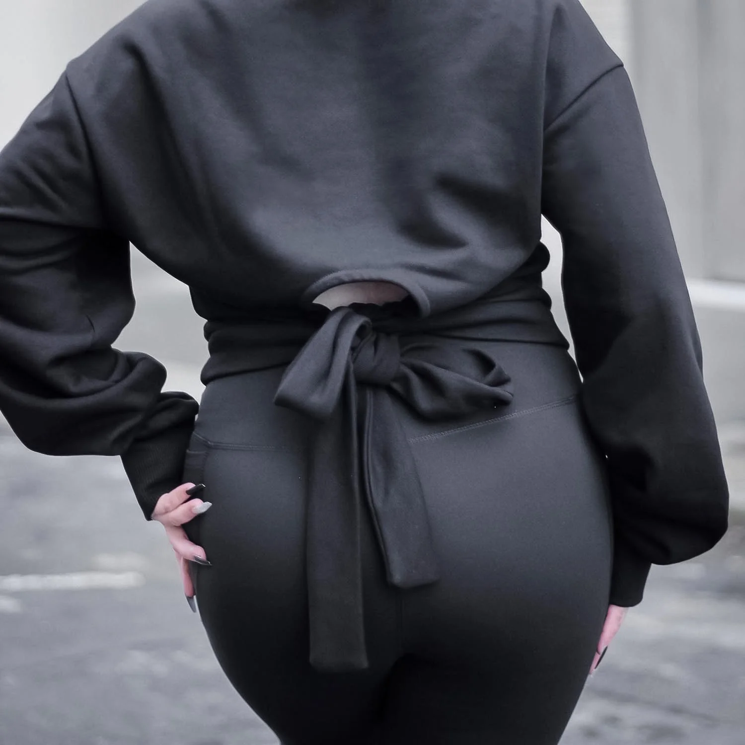 Organic Cotton Cropped Hoodie with Bow Back - Image 8