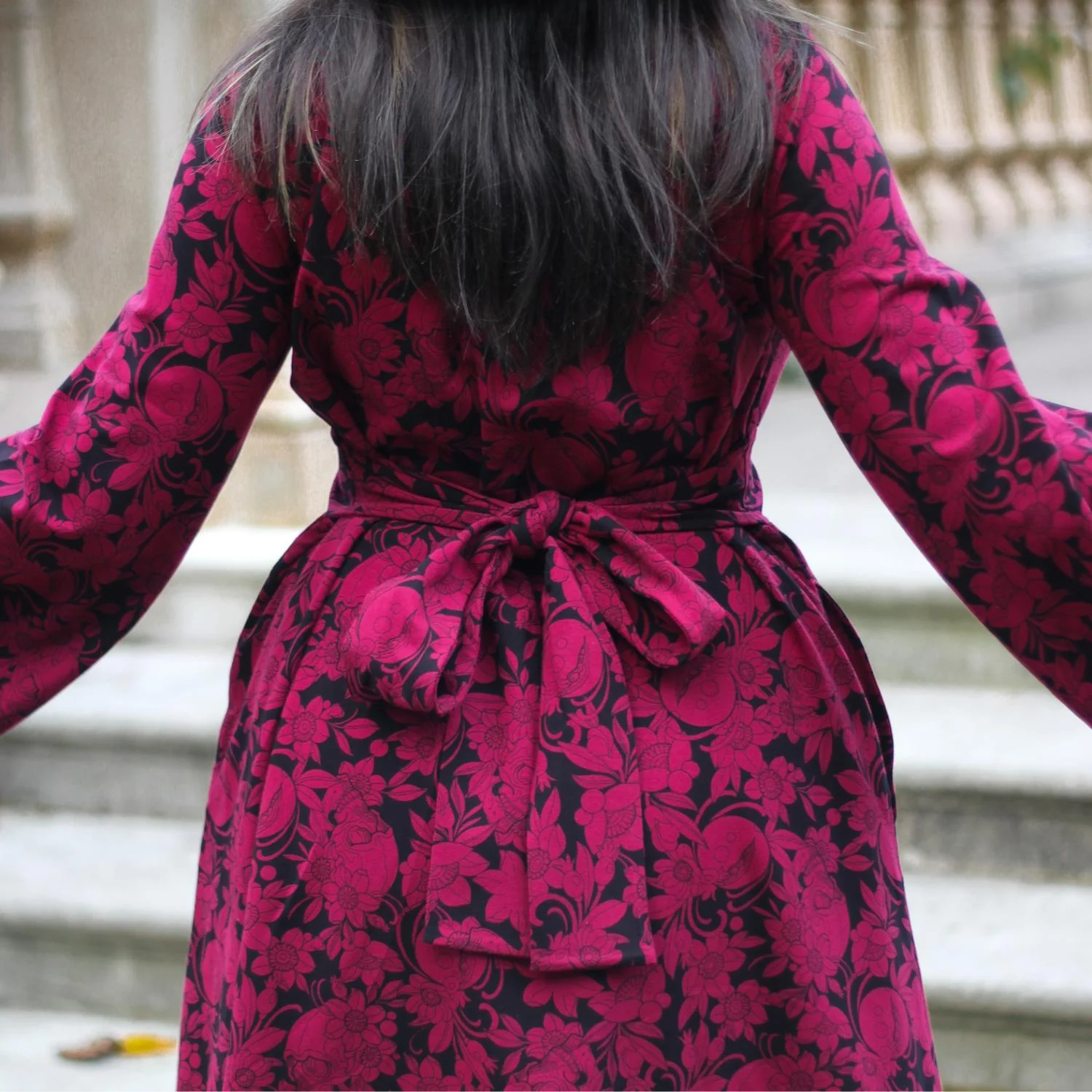 Danu Bell Sleeve Mini Dress - Blood Red - Image 6