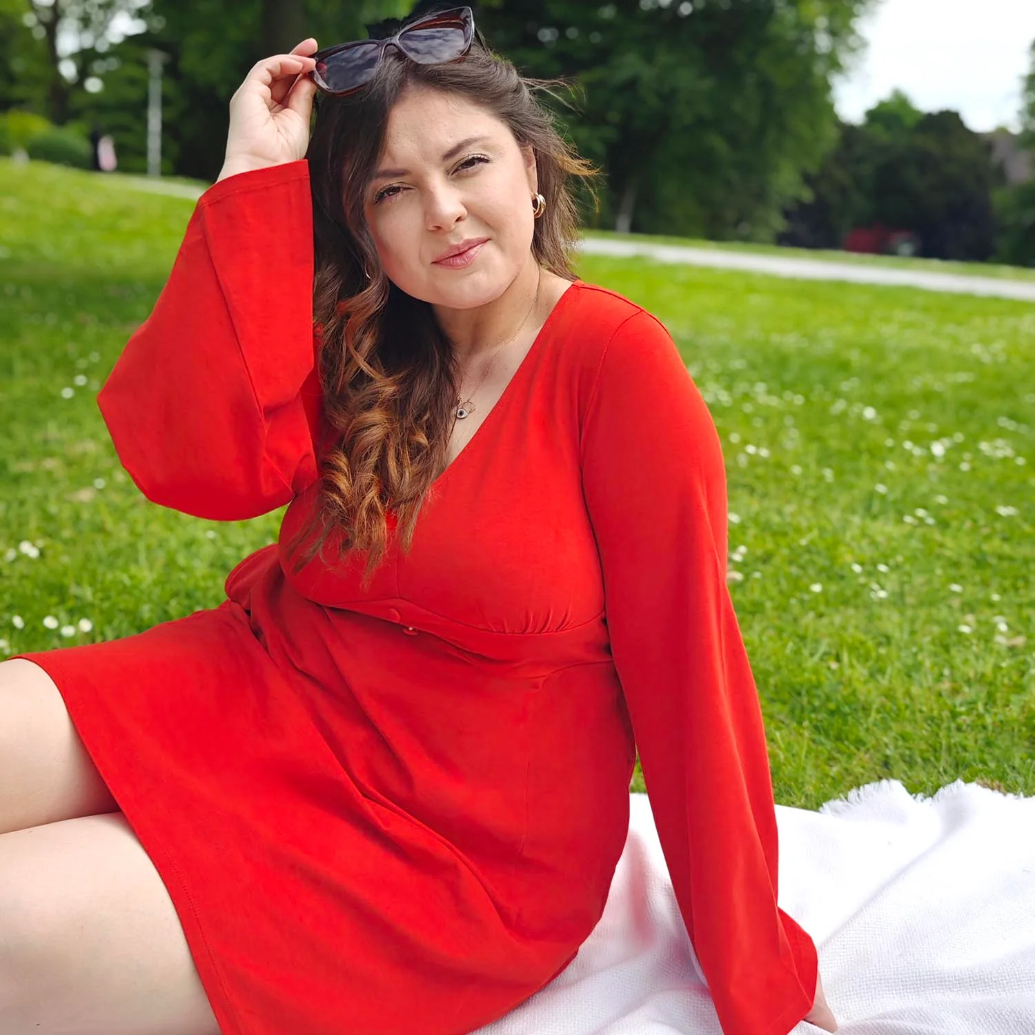 Bell Sleeve Mini Dress - Sangria - Image 7
