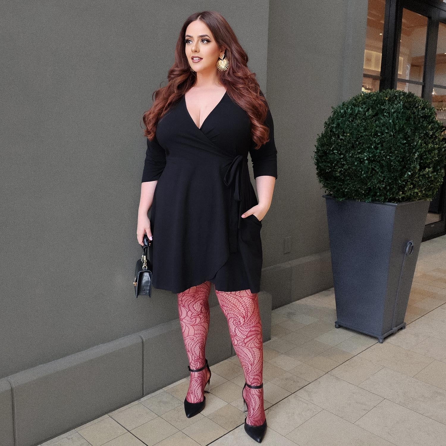 Mini Wrap Dress - Black - Image 11