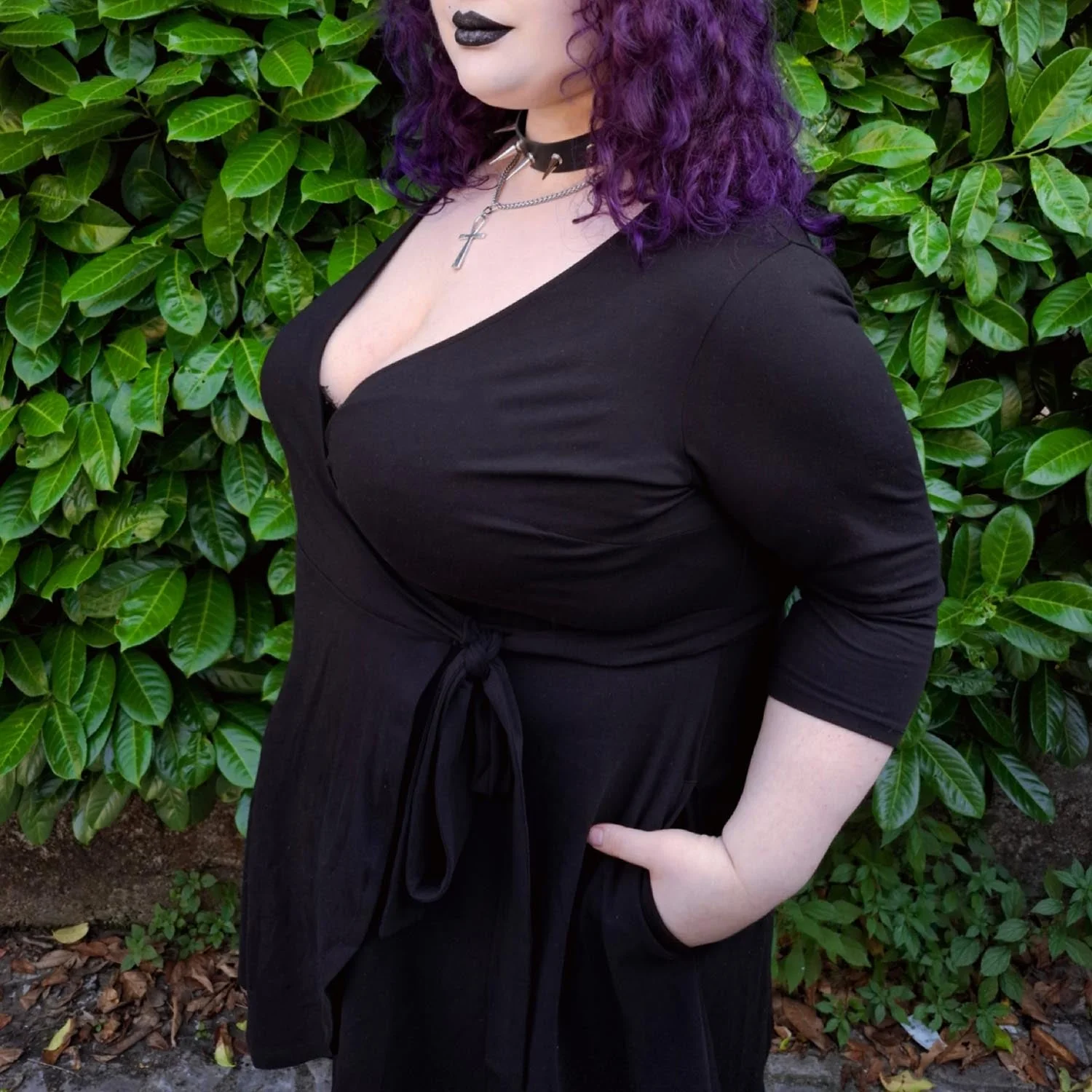 Mini Wrap Dress - Black - Image 5
