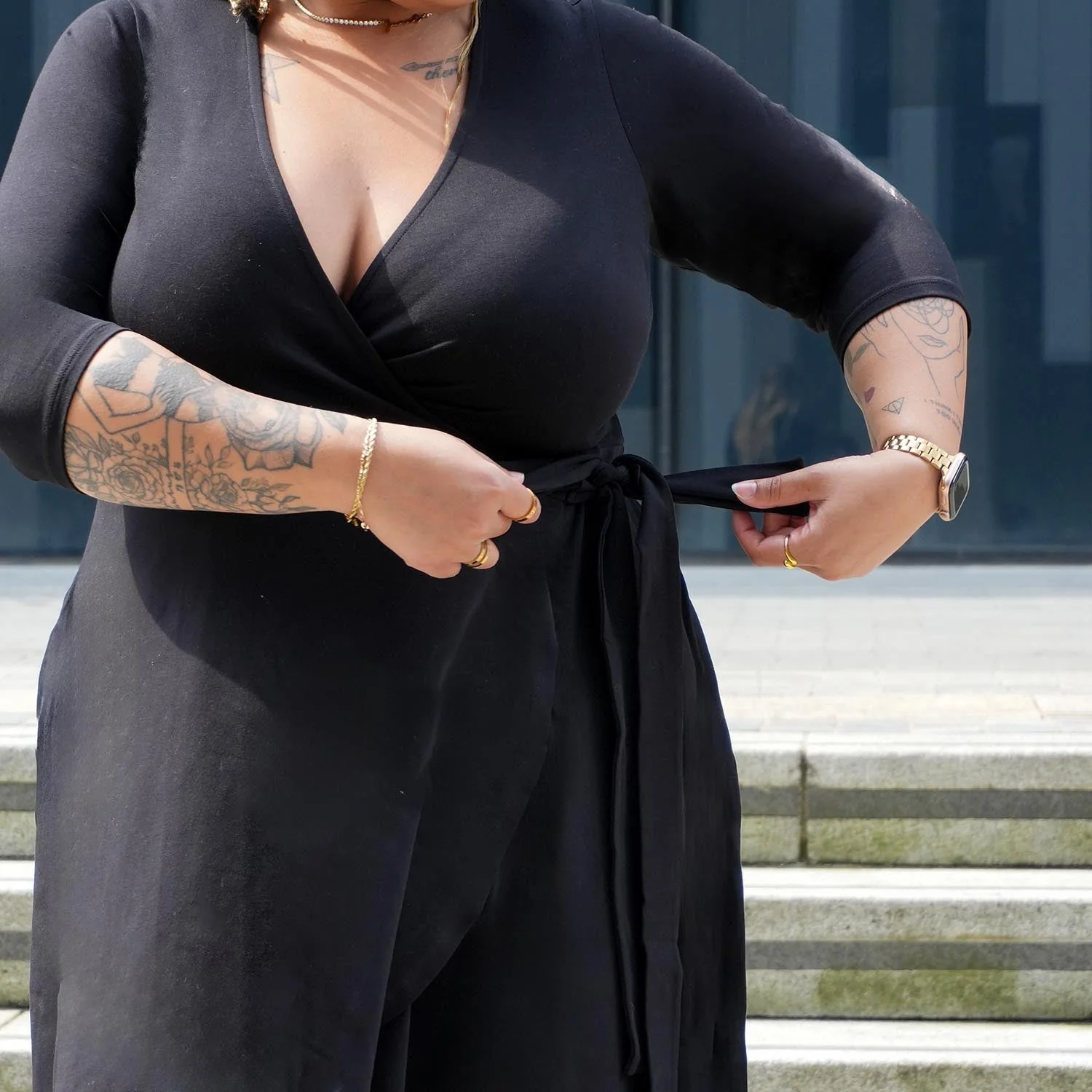 Mini Wrap Dress - Black - Image 8