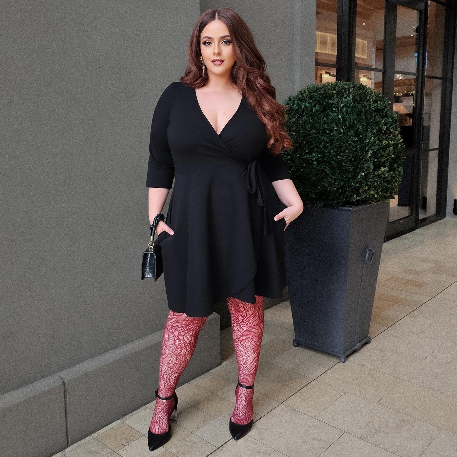 Mini Wrap Dress - Black - Image 9