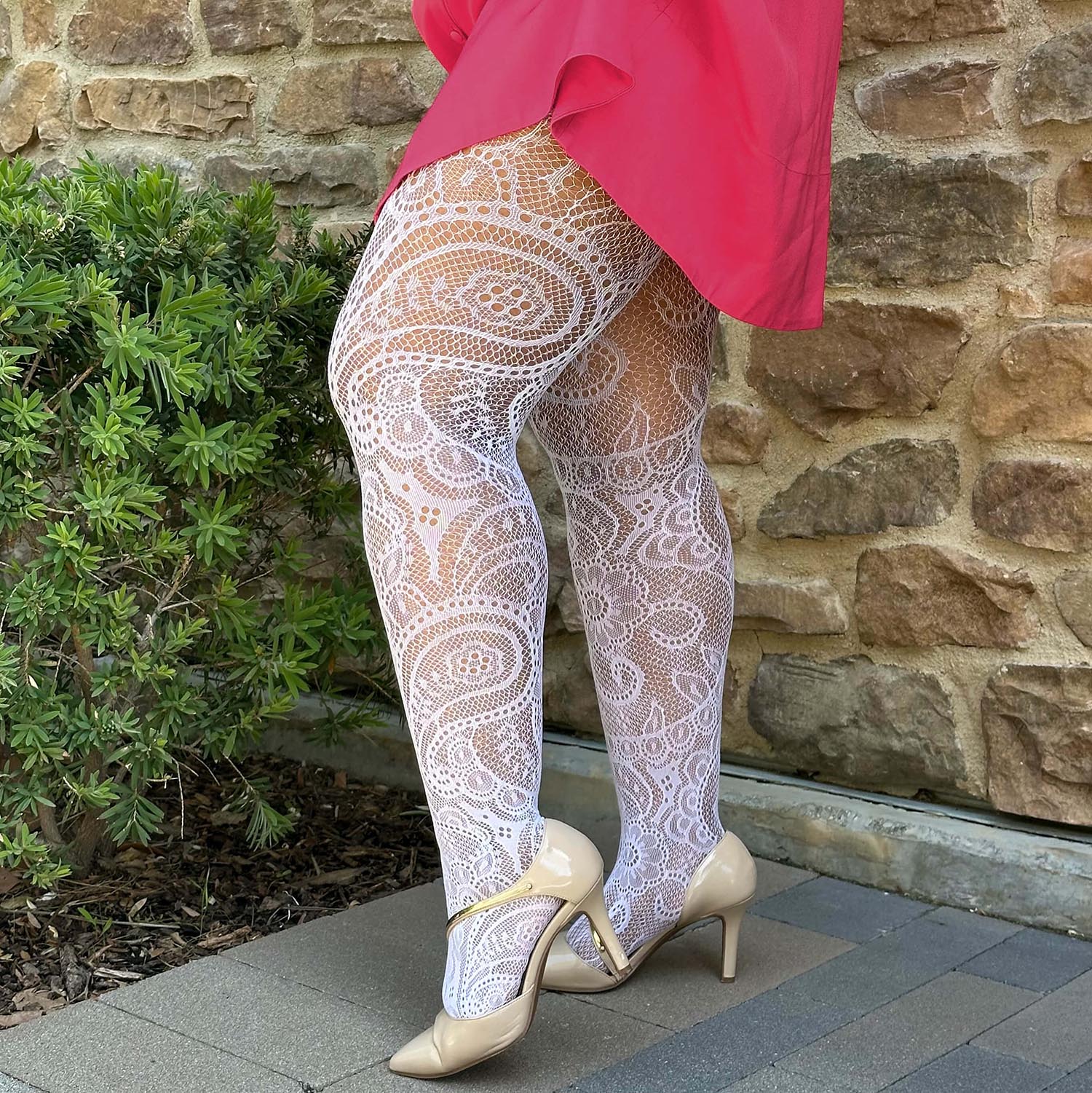 Botanical Fishnets - White - Image 4