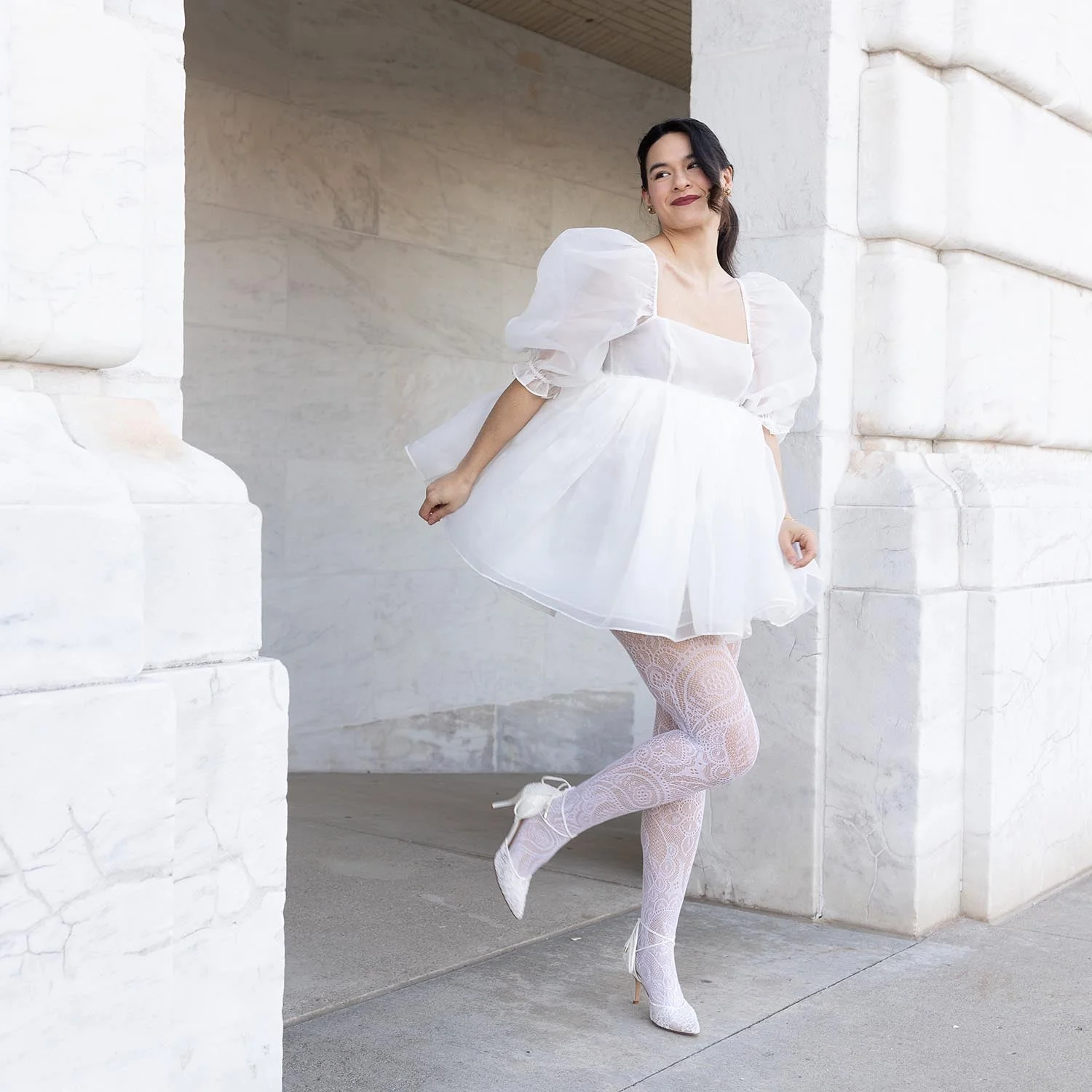 Botanical Fishnets - White - Image 6