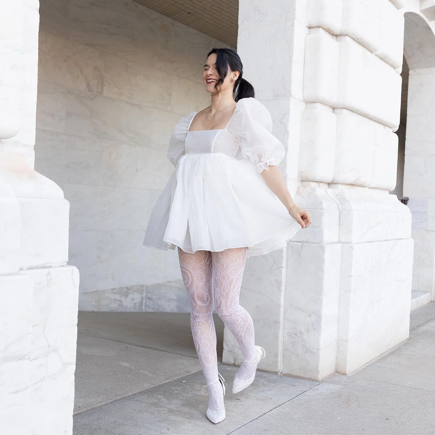 Botanical Fishnets - White - Image 9