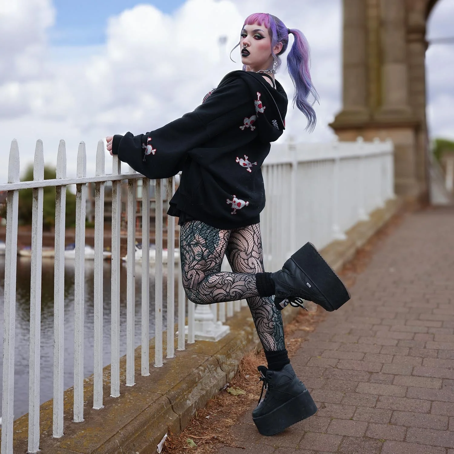 Thighs The Limit Fishnets - Timewarp - Black - Image 13