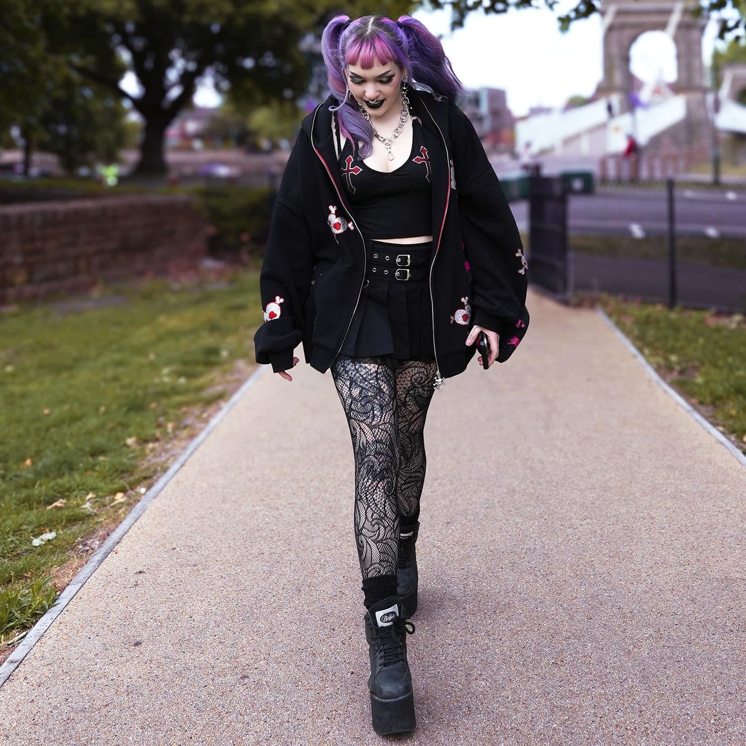 Thighs The Limit Fishnets - Timewarp - Black - Image 17