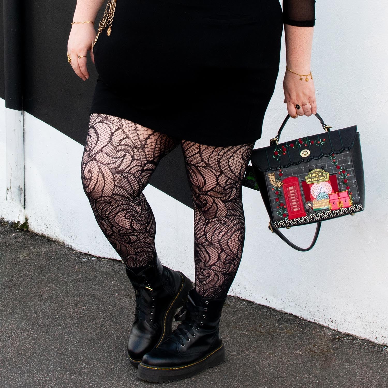 Thighs The Limit Fishnets - Timewarp - Black - Image 4