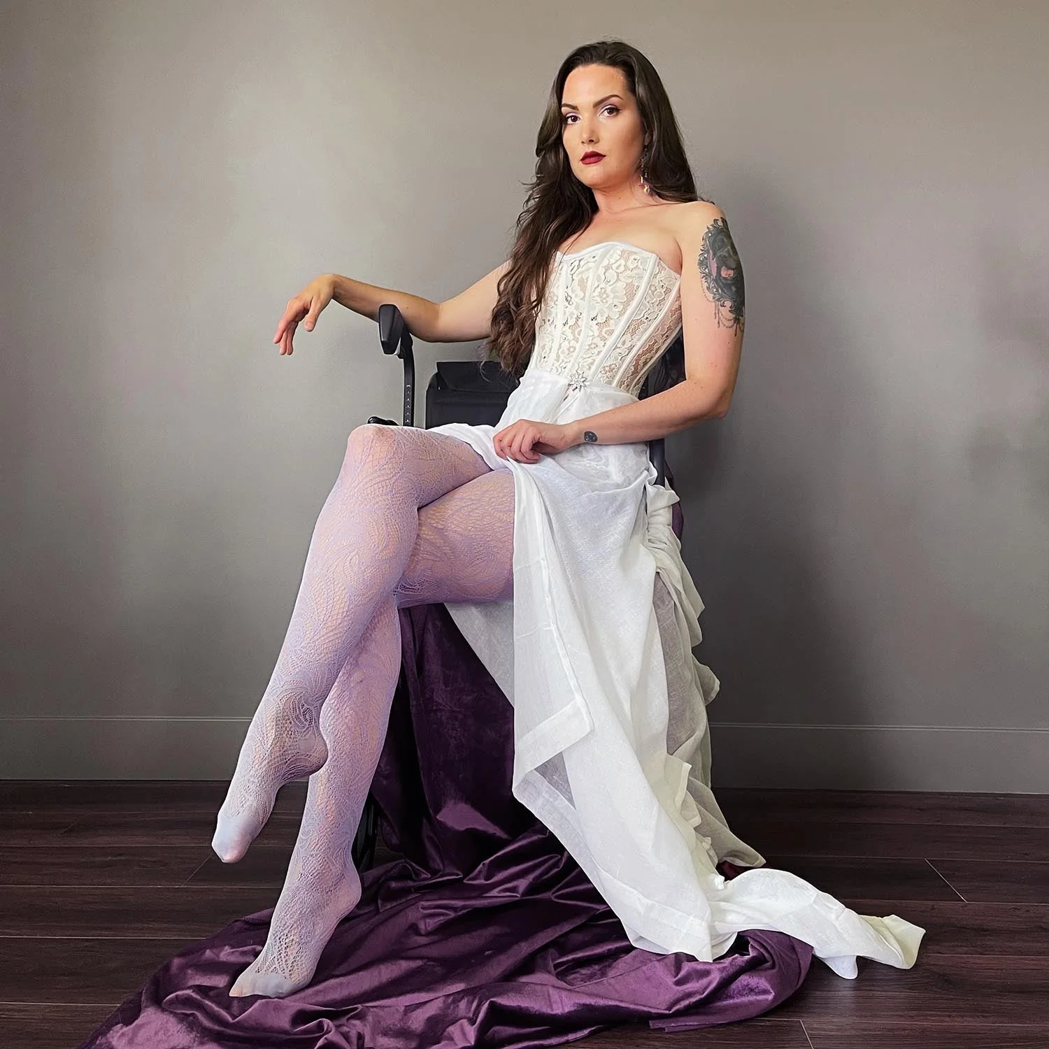 Thighs the Limit Fishnets - Timewarp - Periwinkle - Image 10