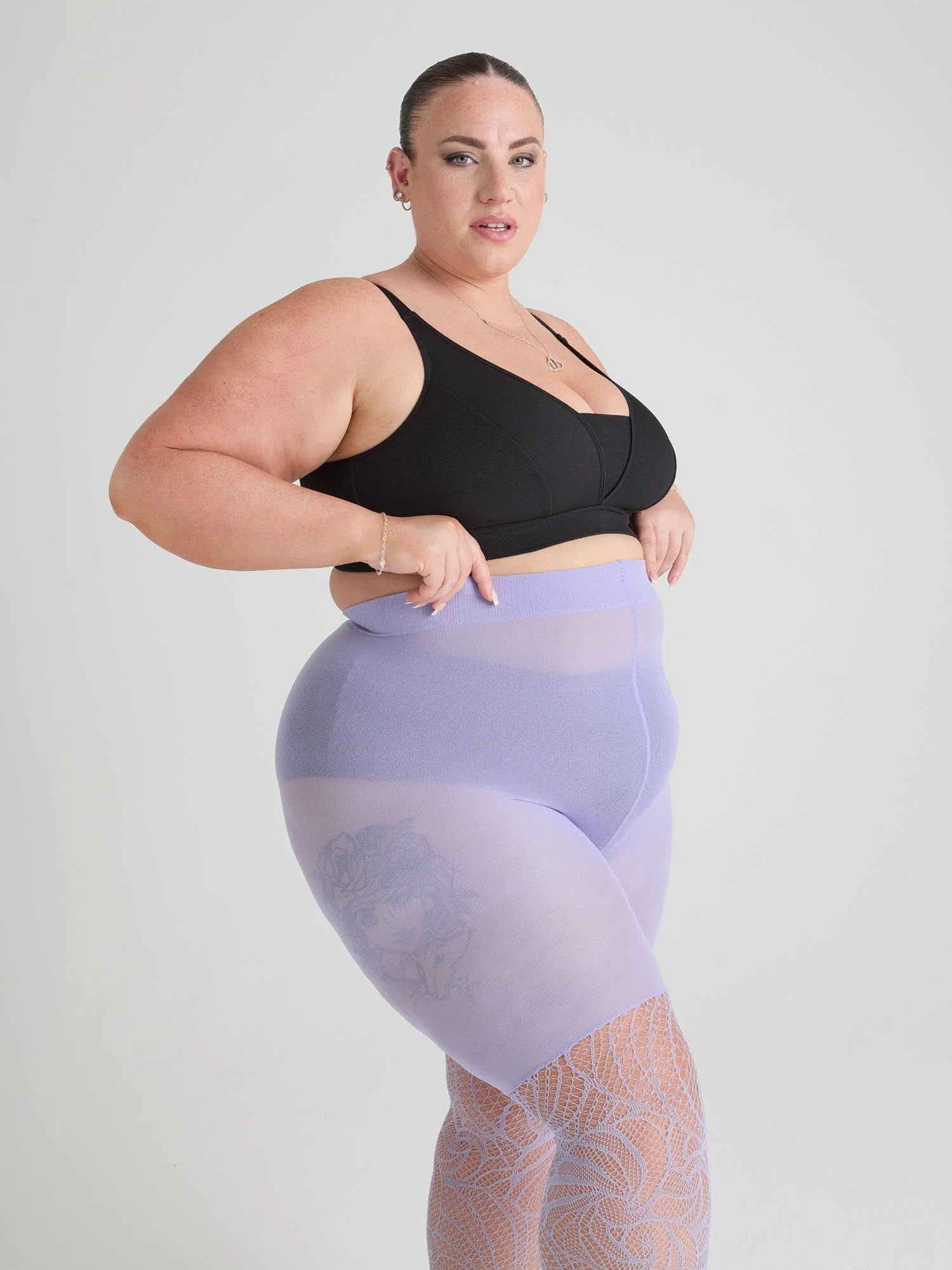 Thighs the Limit Fishnets - Timewarp - Periwinkle - Image 9