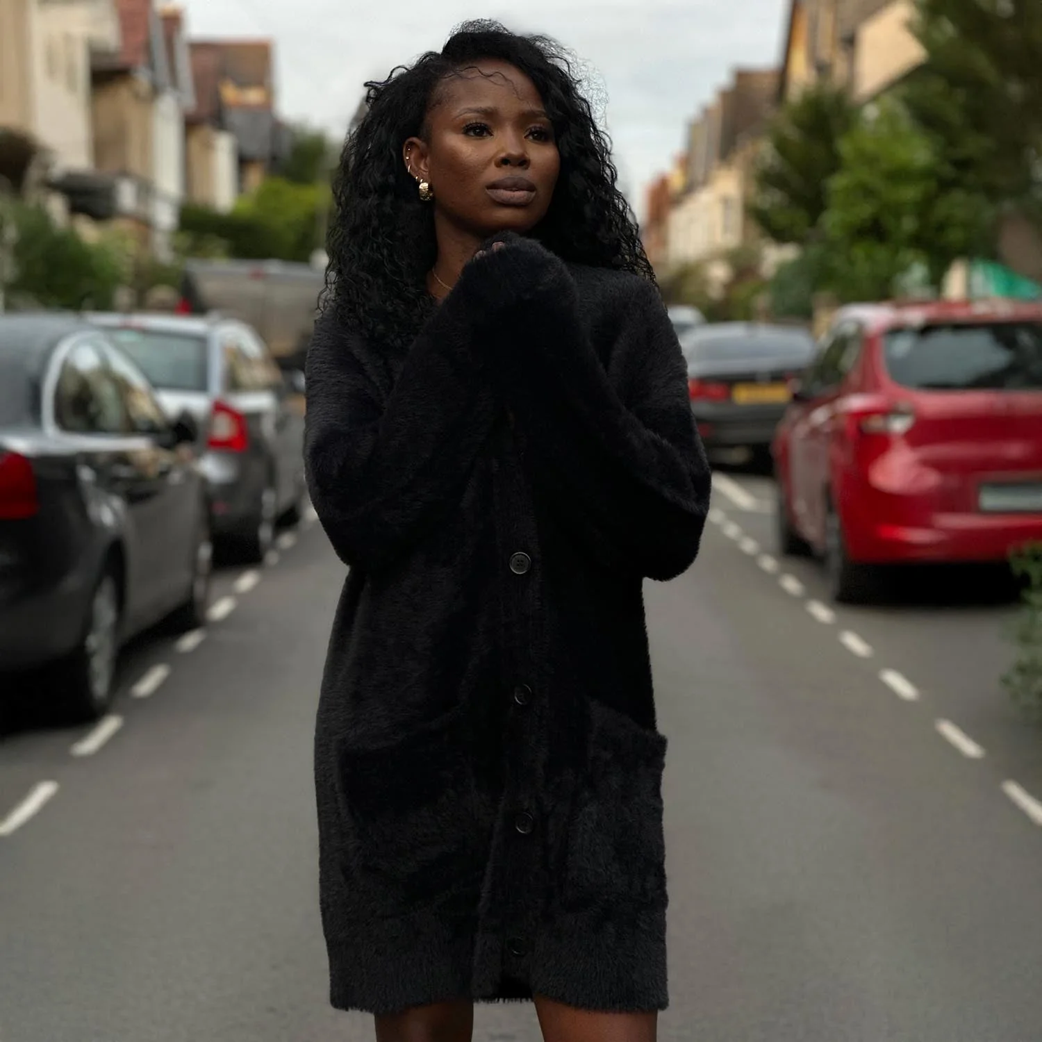 Fluffy Cardigan - Black - Image 11